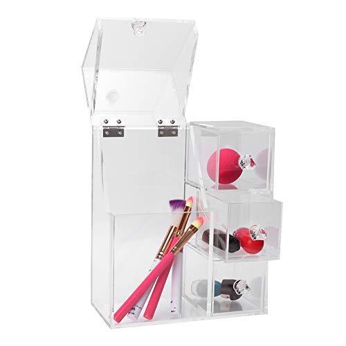 Small Tool Holder & Makeup Organizer Storage Box - Compact Deck Storage for Makeup Brushes, Powder Puffs & Cosmetics | Perfect for Bathroom Countertops, Vanity Tables & Travel Organizing