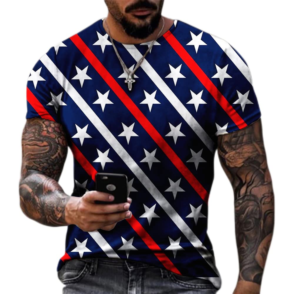 American Flag 3D Printed Men's T-Shirt - Patriotic Crew Neck Short Sleeve Tee for Summer Casual Wear - Perfect for 4th of July, BBQ Parties & Outdoor Activities