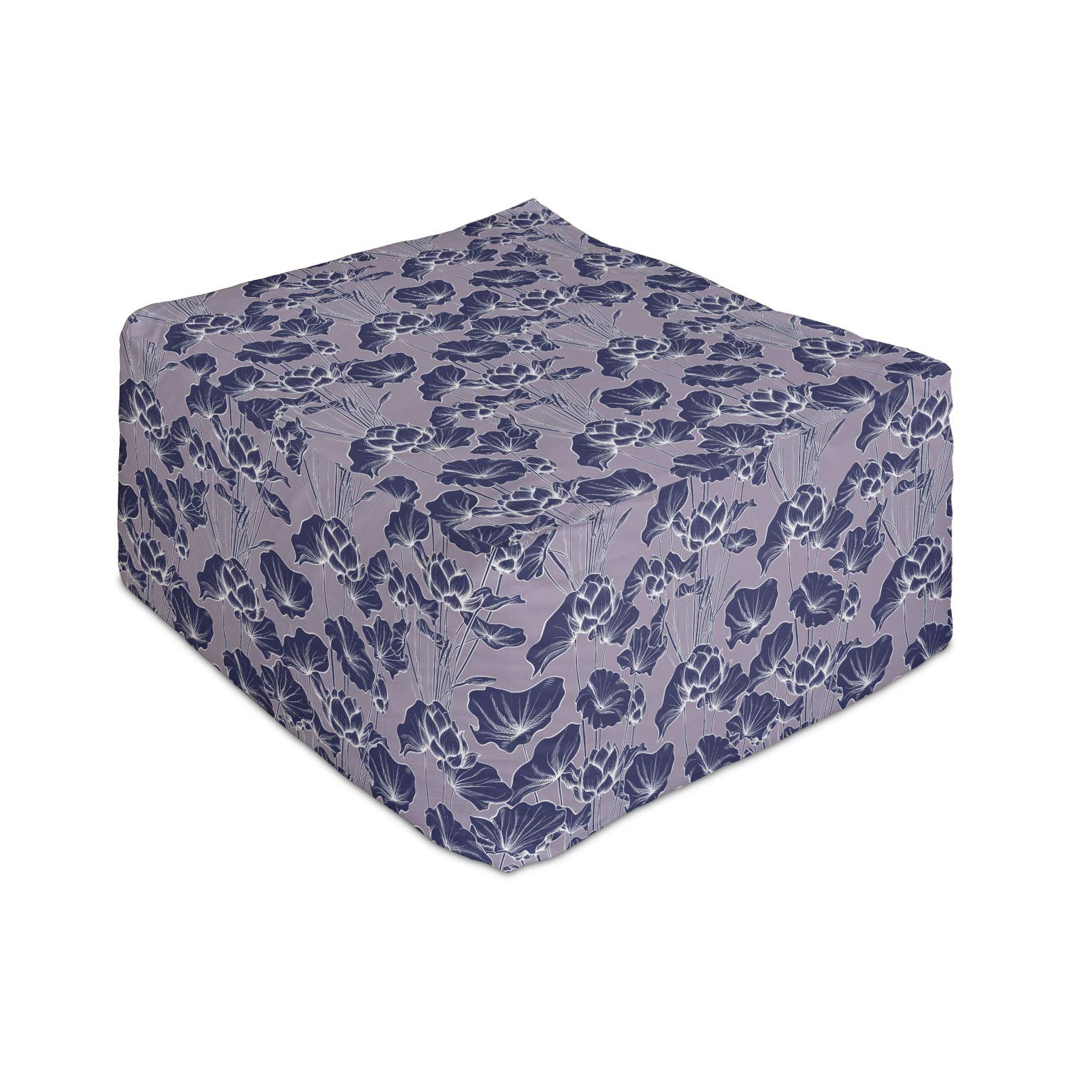 Ambesonne Botanic Rectangle Pouf Ottoman - Exotic Flower Petals & Foliage Design, 25