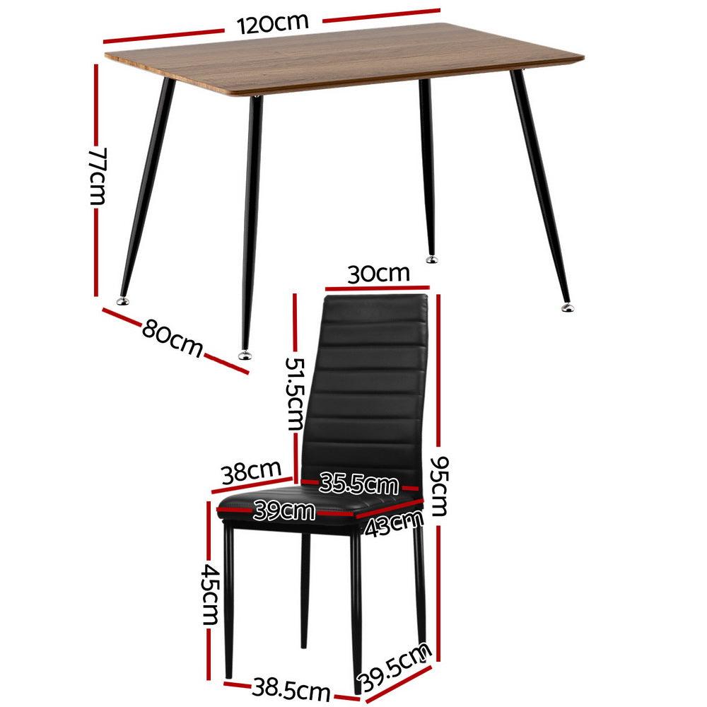 Artiss 5-Piece Dining Set with Rectangle Metal Table & 4 Chairs - Perfect for Small Spaces, Kitchen, Breakfast Nook & Apartment Dining