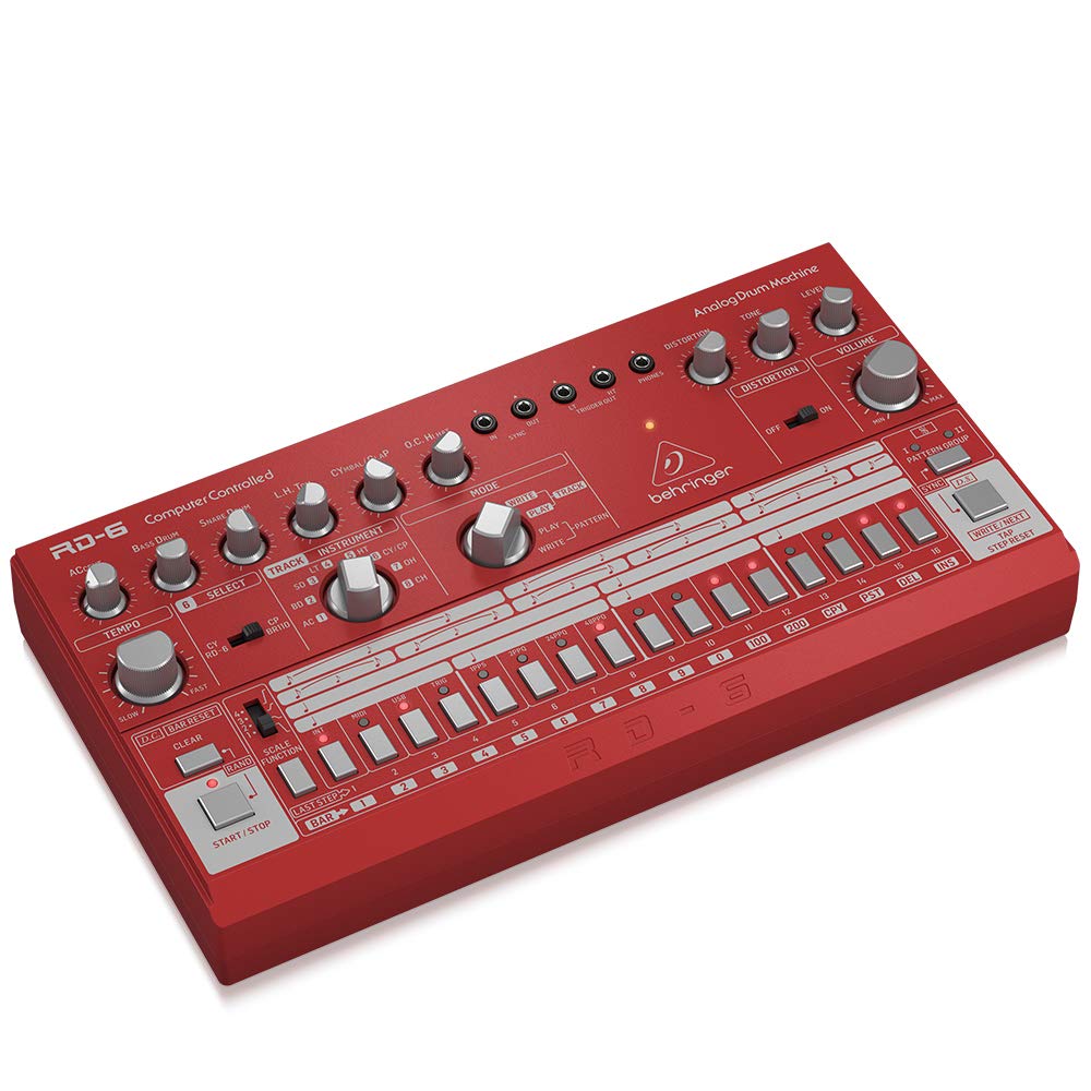 Behringer RD-6 Analog Drum Machine with Classic 808 Sounds - Professional Electronic Drum Machine for Music Production, Live Performance & Studio Recording - Perfect for Beat Makers, DJs & Electronic Musicians (Red)