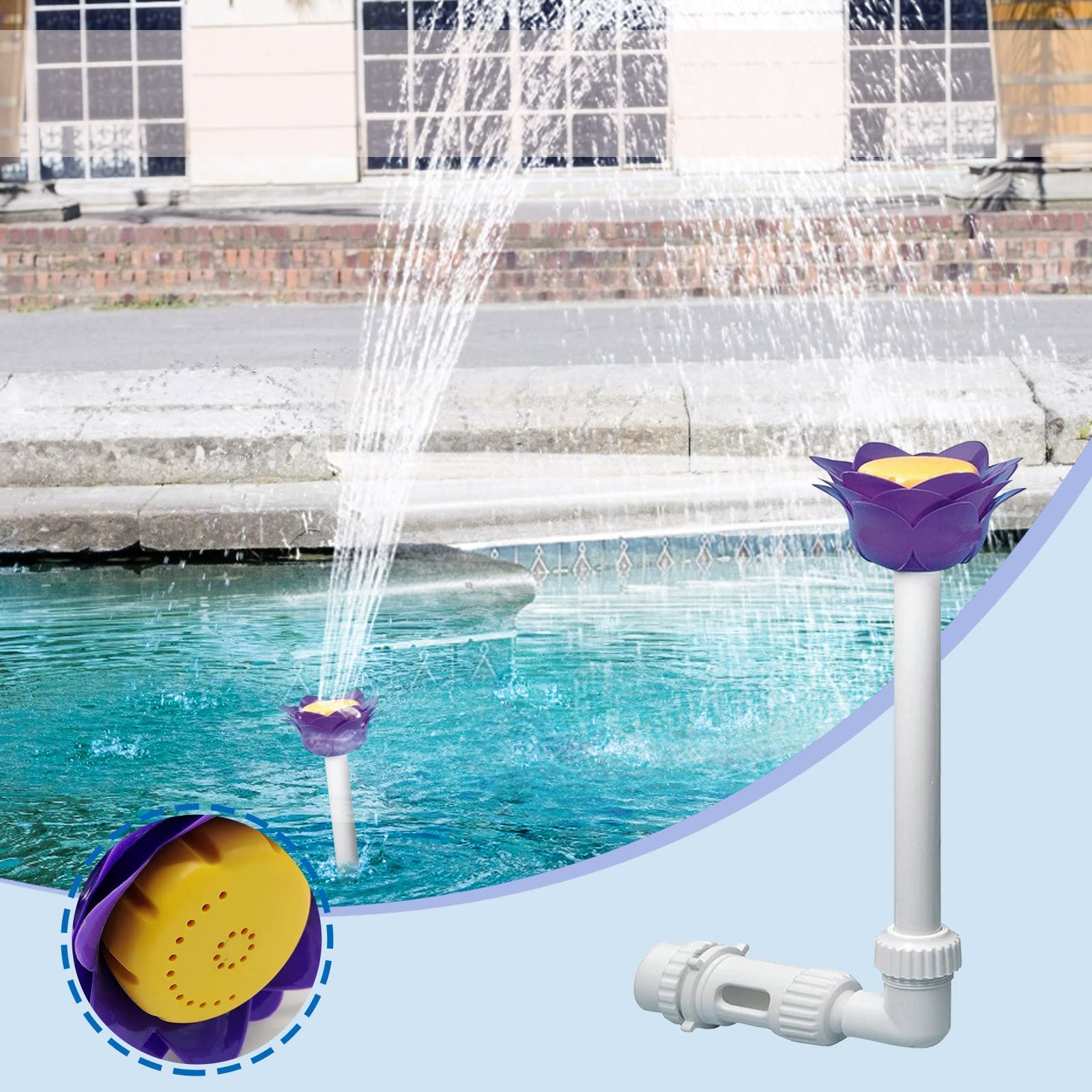 Above Ground Pool Fountain Nozzle - Small Waterfall Spray Jet for Swimming Pools | Outdoor Water Feature & Decorative Fountain Accessory for Backyard, Garden, and Patio Use