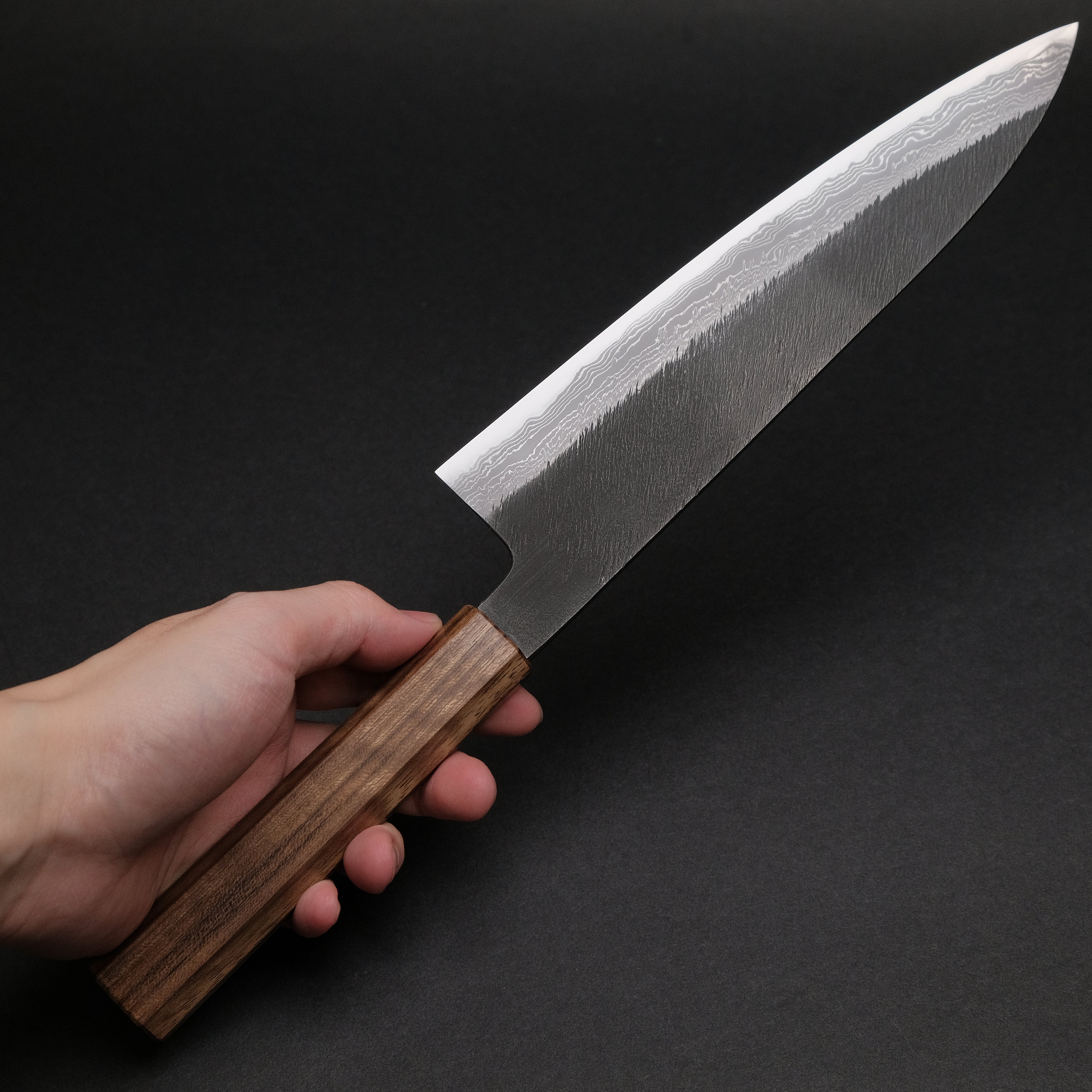 Premium Ajikataya White #2 Matsuba Damascus Gyuto 210mm Japanese Chef Knife with Ebony Handle - Perfect for Sushi, Meat Slicing & Professional Kitchen Use (#14)