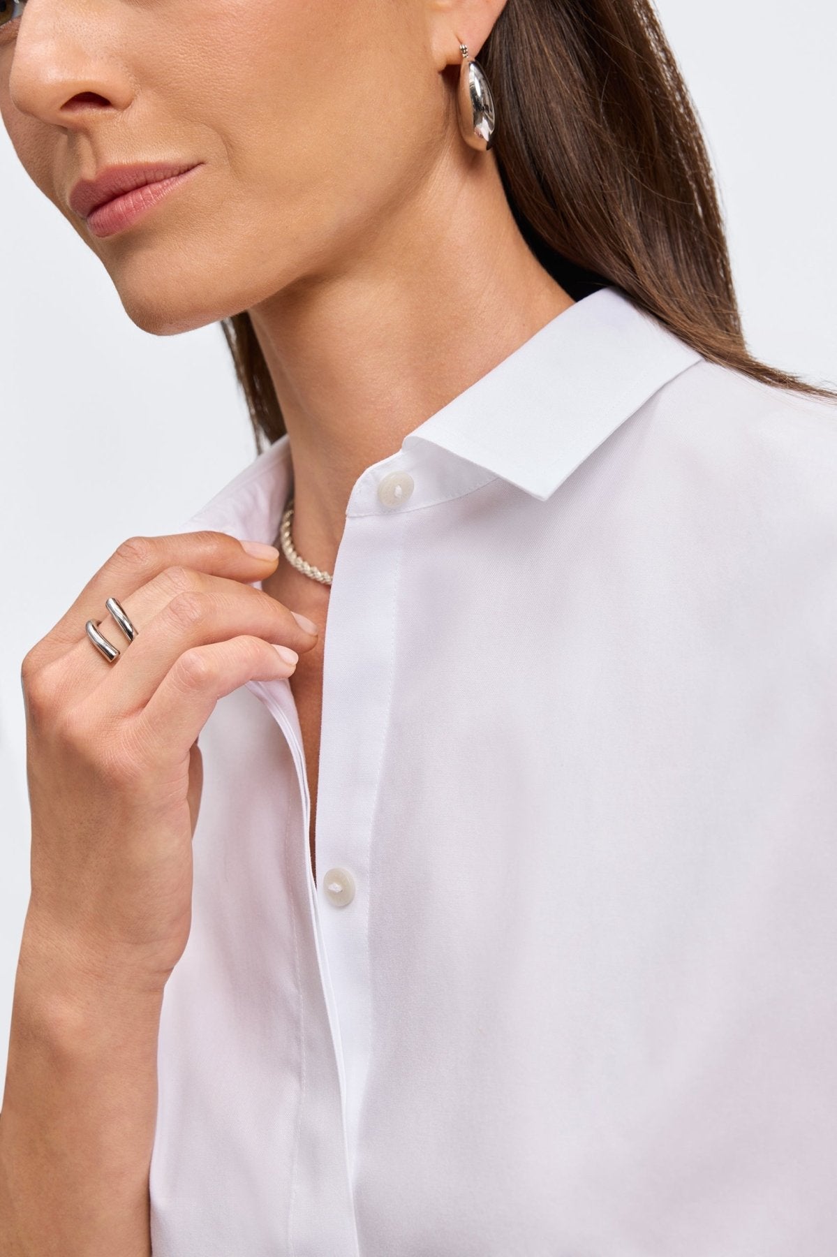 Brooke No Iron Pinpoint 3/4 Sleeve Shirt for Women - Wrinkle-Free Office & Business Casual Wear