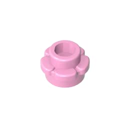 Gobricks GDS-1436 60-Piece 1x1 Round Plate with 5-Petal Flower Edge - Bright Pink (222) - Compatible with Lego 24866 & Major Brick Brands - Building Blocks for DIY Creations, Flower Gardens & Miniature Decorations