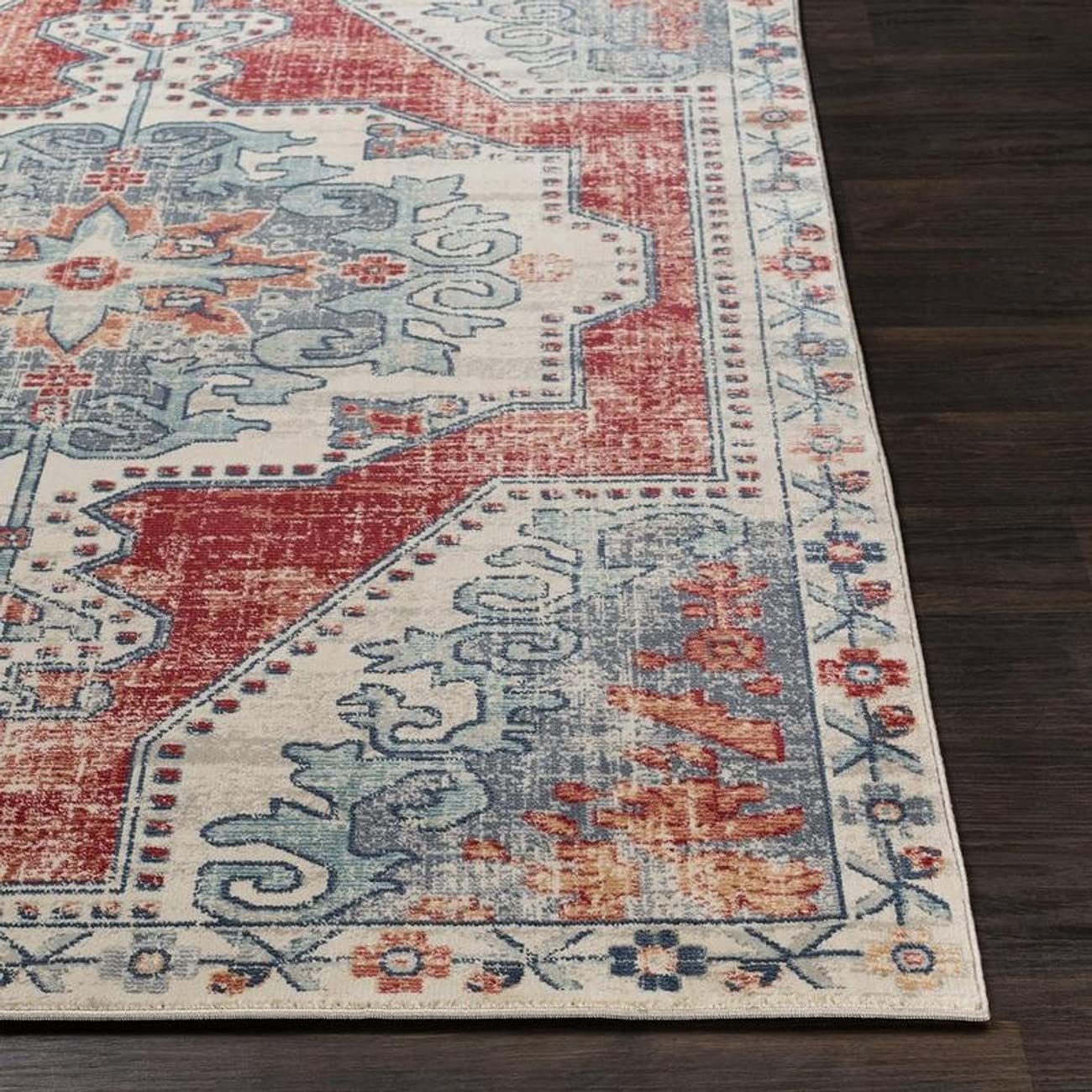 Mark&Day Henry Traditional Bright Red 9x13 Area Rug - Non-Slip Red Black Carpet for Living Room, Bedroom, Kitchen - Perfect for Home Decor & High Traffic Areas (9' x 12'9