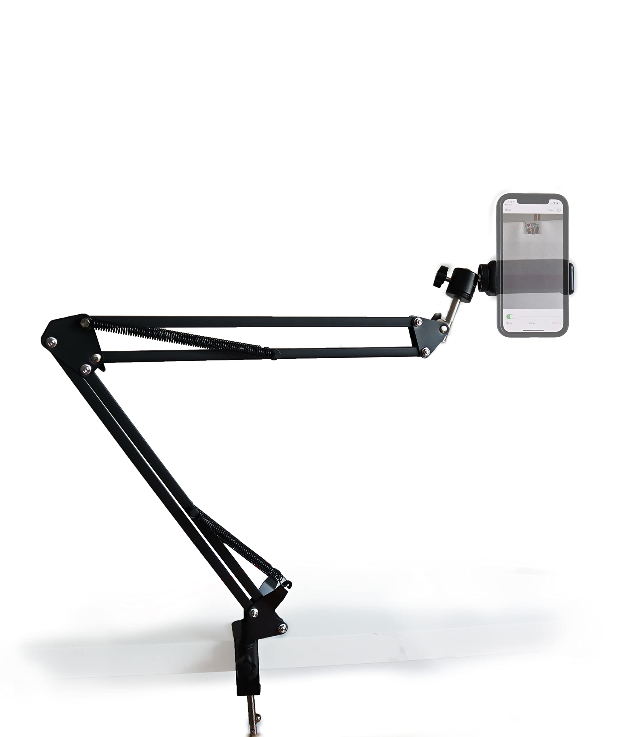 Flexible Overhead Phone Stand with Clamp - Adjustable Arm Mount for Live Streaming, Webcam, Video Recording - Perfect for TikTok, YouTube & Zoom Meetings