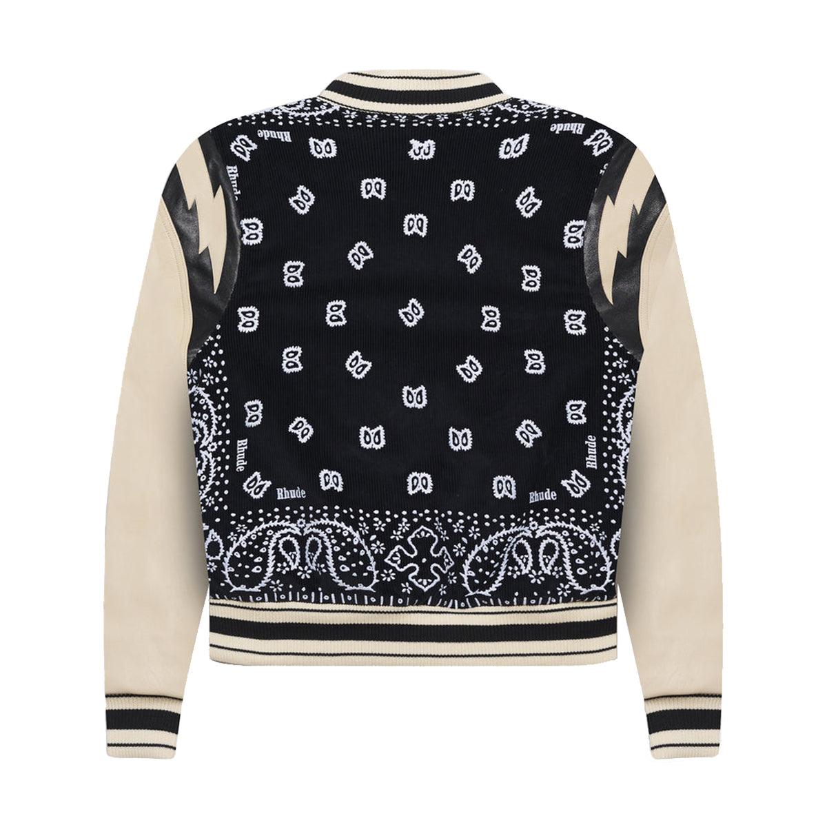 Stylish Black and White Bandana Bomber Jacket for Men & Women | Trendy Streetwear Fashion | Perfect for Casual Outings, Concerts, and Outdoor Adventures