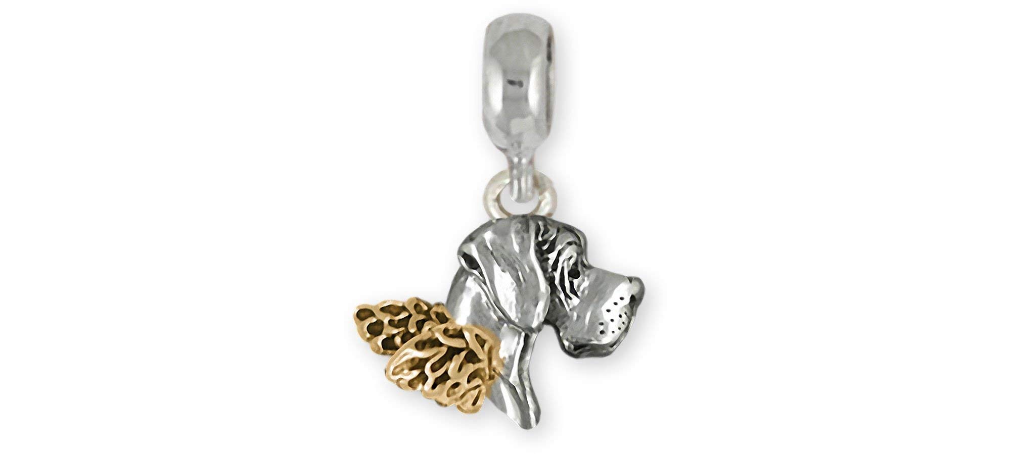 Handmade Great Dane Charm Slide in Sterling Silver & 14k Gold - Fits Pandora Bracelets - Perfect for Dog Lovers & Pet Memorial Jewelry Gifts
