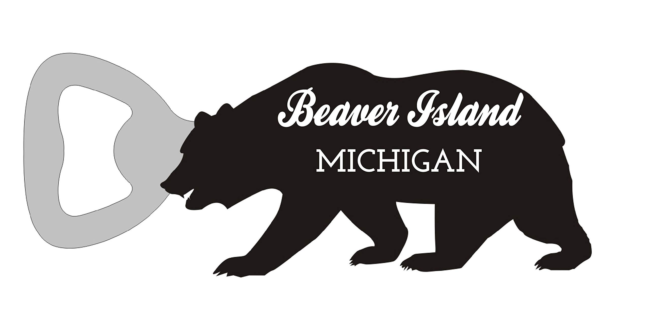 Beaver Island Michigan Camping Souvenir - Rustic Bear-Shaped Bottle Opener for Beer & Soda - Perfect for Outdoor Adventures, BBQ Parties & Gifts