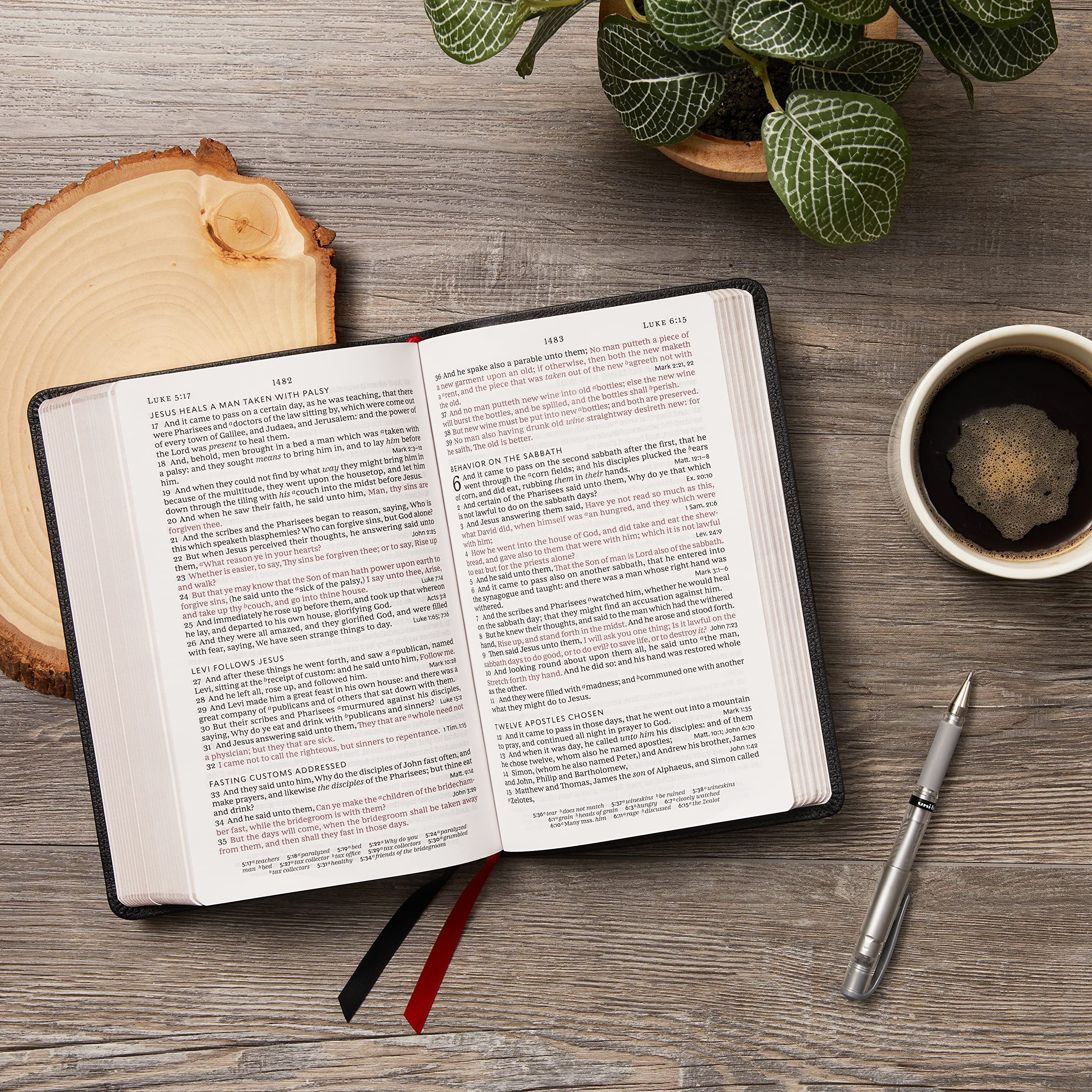 KJV Holy Bible - Large Print Single-Column Edition with 43,000 Cross References | Black Leathersoft Cover | Personal Size Red Letter Comfort Print | King James Version | Perfect for Daily Devotion, Bible Study & Church Services