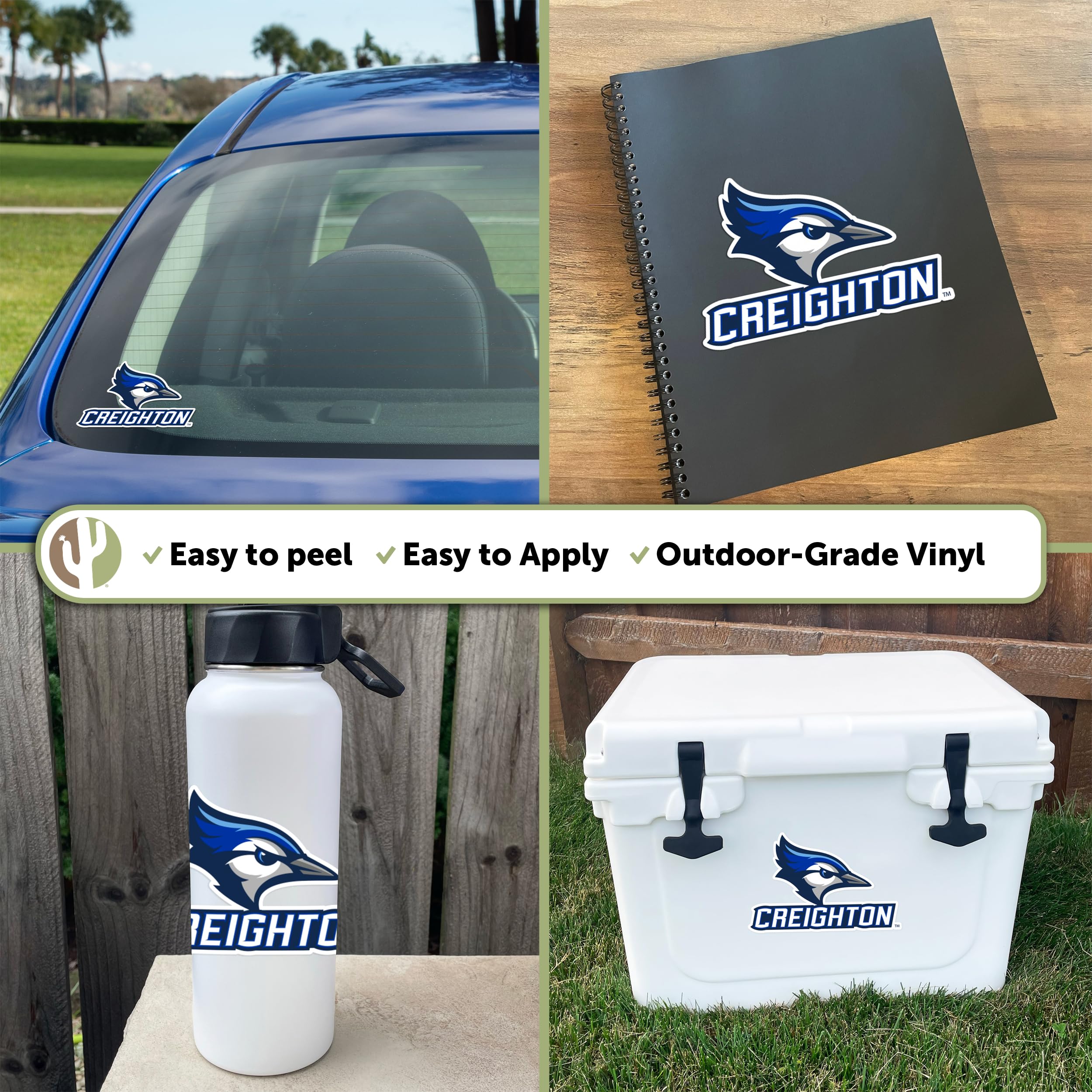 Creighton University CU Bluejays Desert Cactus Vinyl Decal Sticker - Waterproof Laptop, Water Bottle, Car, Scrapbook Decor - Perfect for College Dorms, School Spirit, Fan Gifts & DIY Crafts