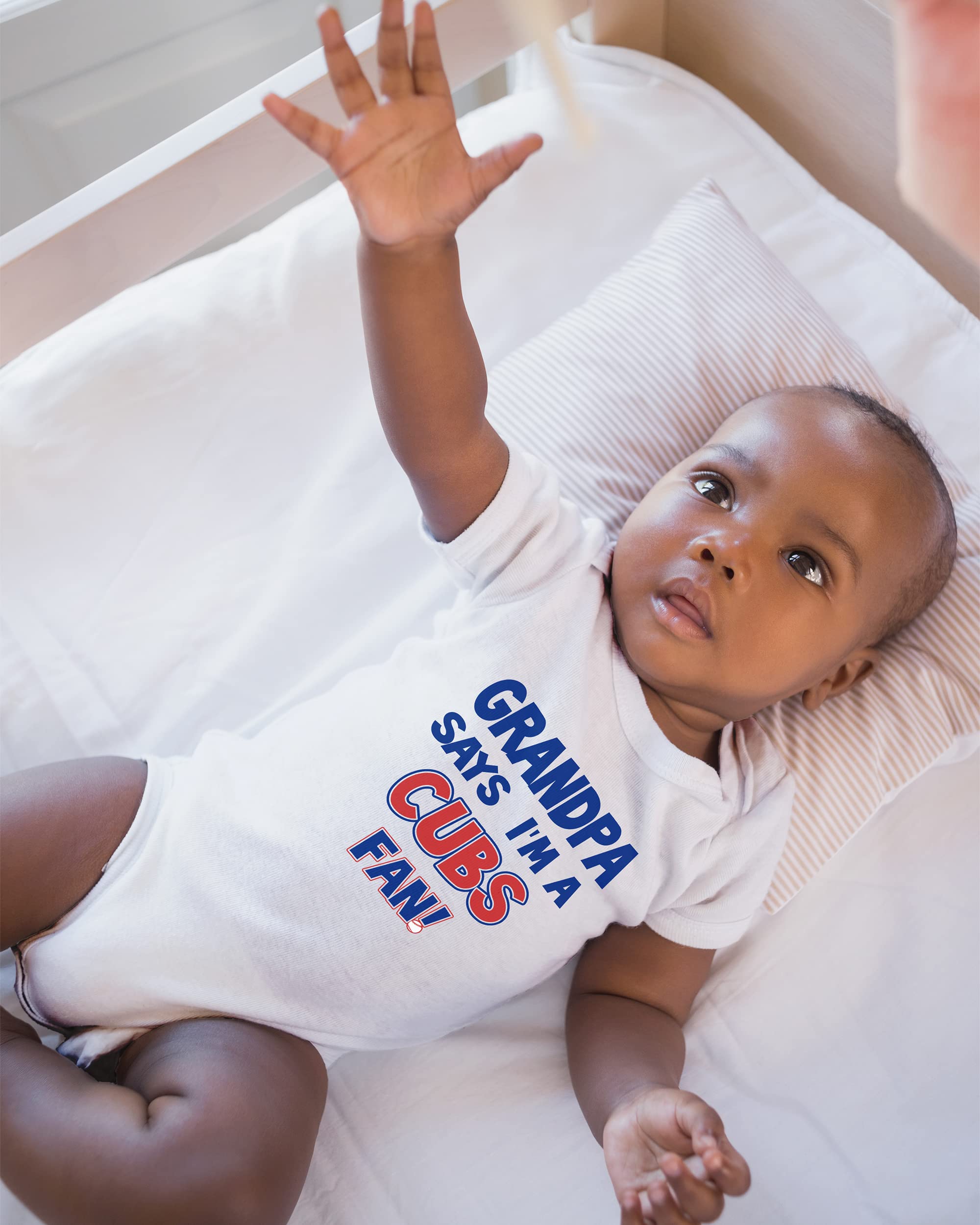 NanyCrafts Grandpa Says I'm a Cubs Fan Baby Bodysuit - Adorable Chicago Cubs Fan Outfit for Infants - Perfect for Game Day, Family Photos & Baseball Themed Events