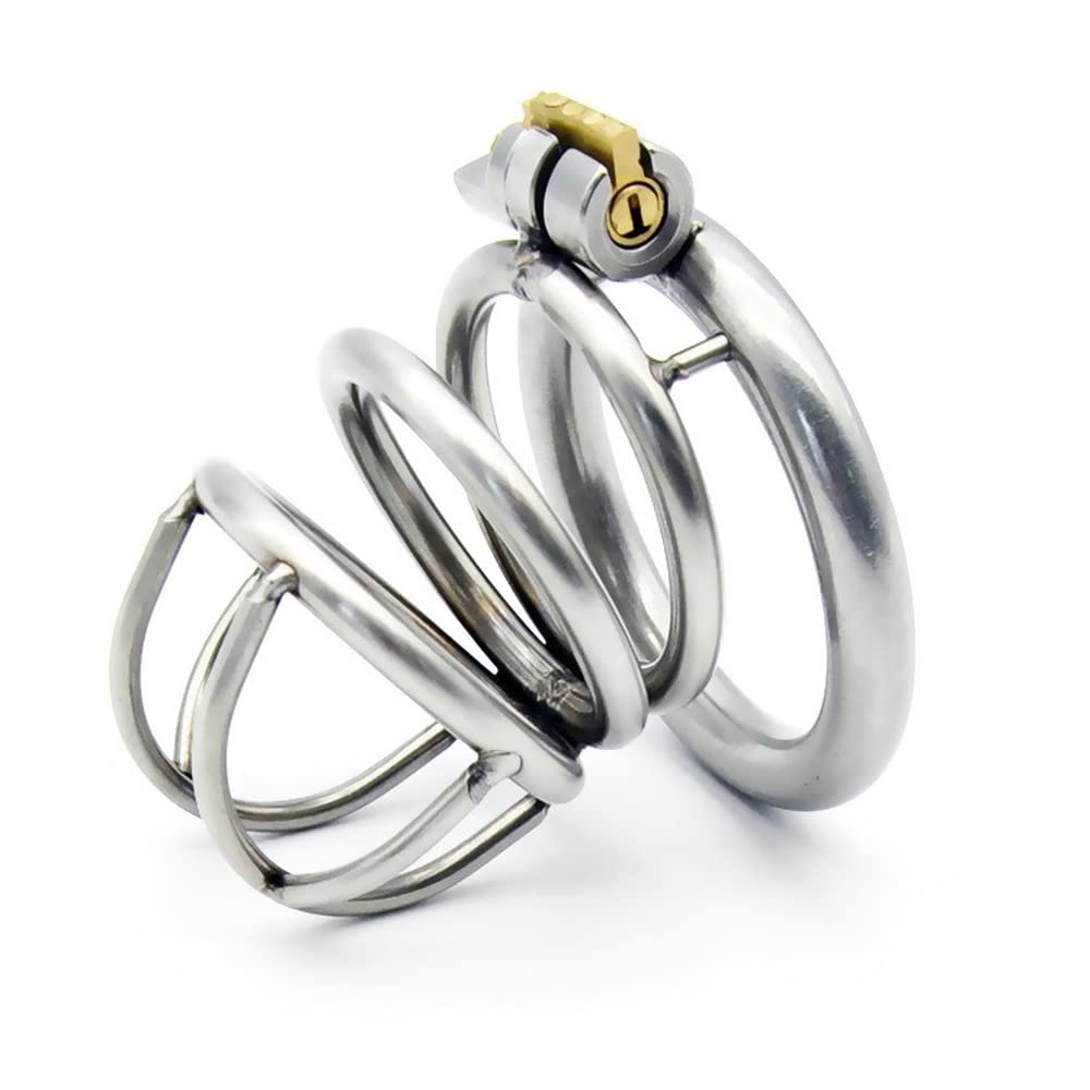 Premium Stainless Steel Male Chastity Cage - 50mm Ring Size | Beginner-Friendly Metal Chastity Device with Anti-Erection Design | Bondage Couple Lock for BDSM Play | Includes Bonus Sunglasses | Perfect for Long-Term Wear & Couples Intimacy Enhancement