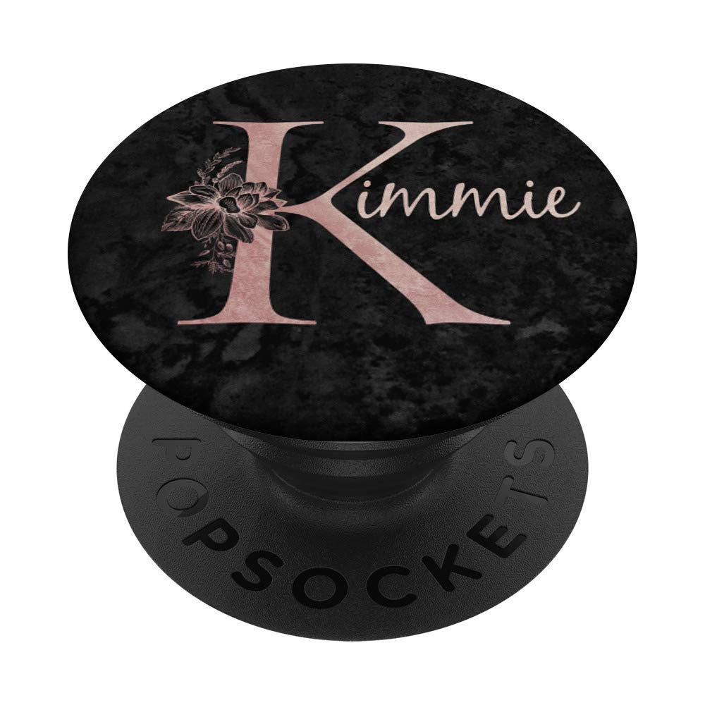 Kimmie Name Personalized Pink Rose on Black Design PopSockets PopGrip - Swappable Phone Grip for iPhone, Samsung & Tablets - Perfect Gift for Birthdays, Christmas & Everyday Use