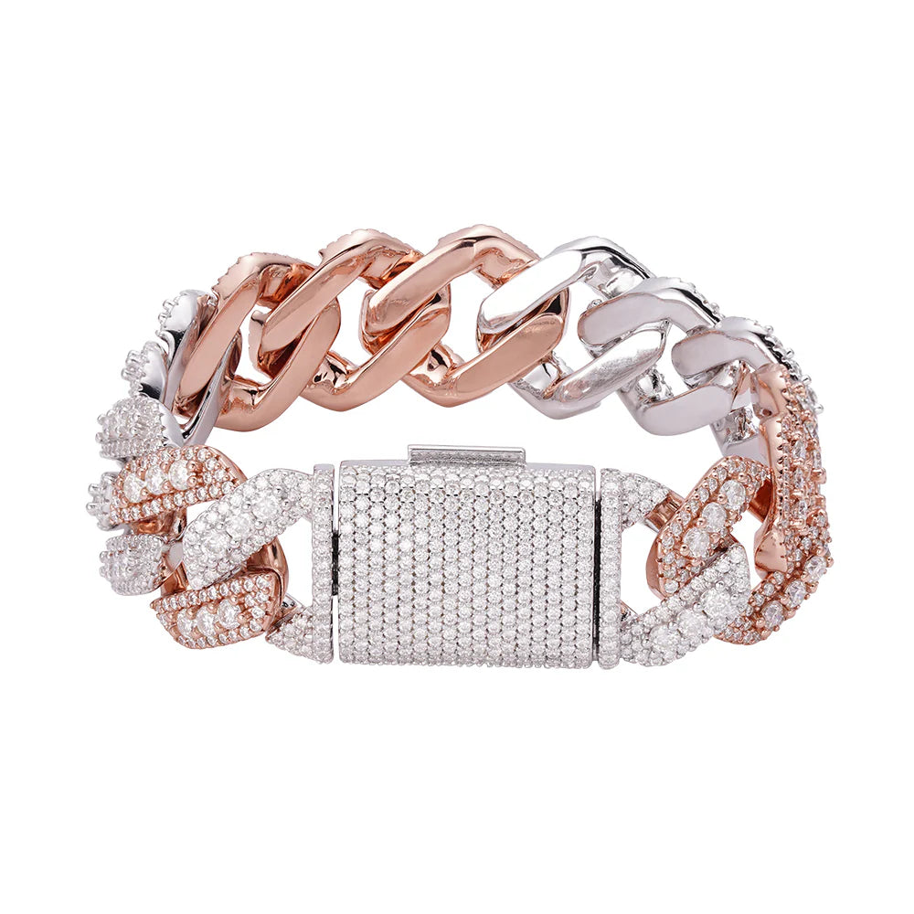 20mm Moissanite Miami Cuban Link Bracelet in 2-Tone Gold & Silver - Perfect for Parties, Weddings & Everyday Luxury Jewelry