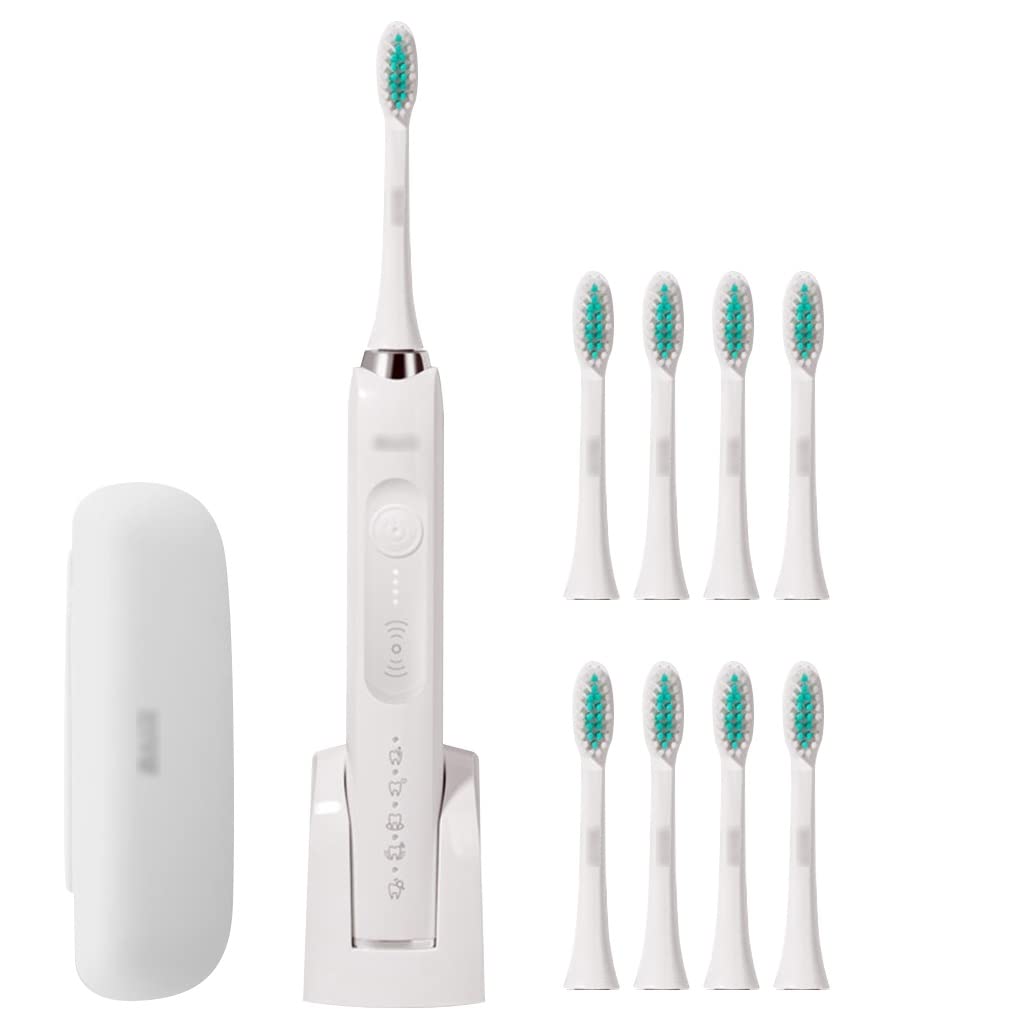 Rechargeable Electric Toothbrush Set - Sonic Waterproof Toothbrush with 5 Cleaning Modes, Whitening & Gum Care - 29 x 2.6cm (White) - Perfect for Travel, Home & Daily Oral Care Routine