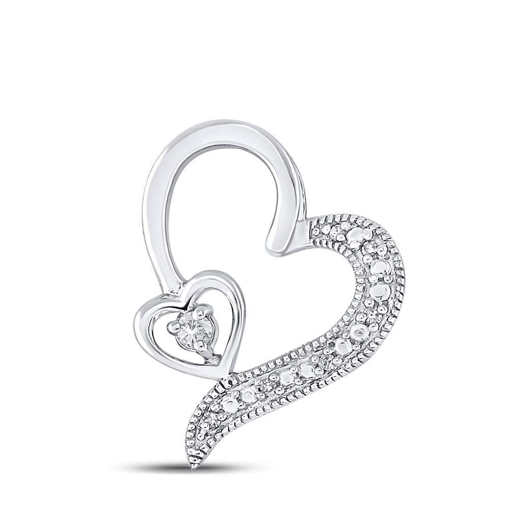 Macey Worldwide Sterling Silver Diamond Heart Pendant Necklace 1/20 CTW - Perfect for Valentine's Day Gifts, Anniversary Presents & Romantic Occasions