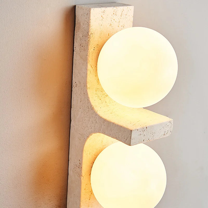 Lumina Twin Globe Marble Wall Sconce - Modern Marble & Glass Wall Light Fixture for Bedroom, Living Room, Hallway - Elegant Home Decor Lighting