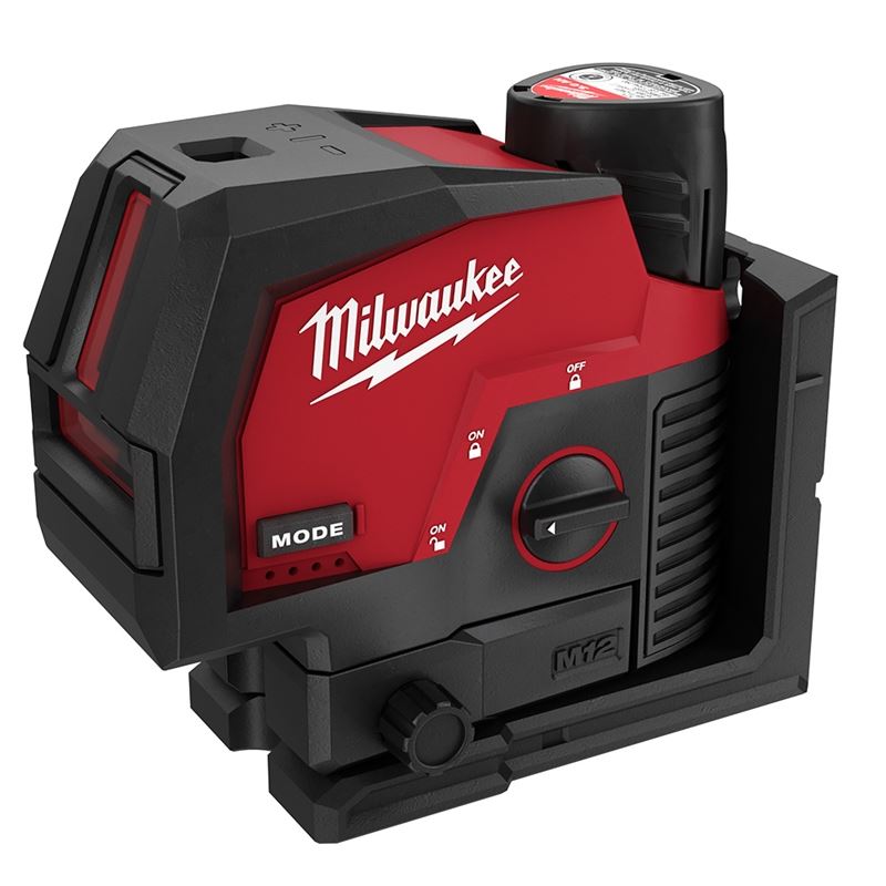 12V Lithium Ion Cordless Green Cross Line Laser Level Kit with Plumb Points - Perfect for Construction, Carpentry, and DIY Home Projects