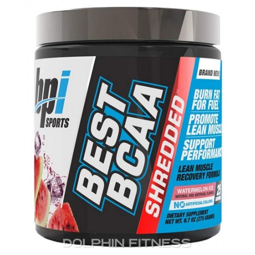 BPI Sports Best BCAA Shredded 275g - Watermelon Flavor for Muscle Recovery & Fat Loss - Pre & Post Workout Supplement for Athletes & Fitness Enthusiasts