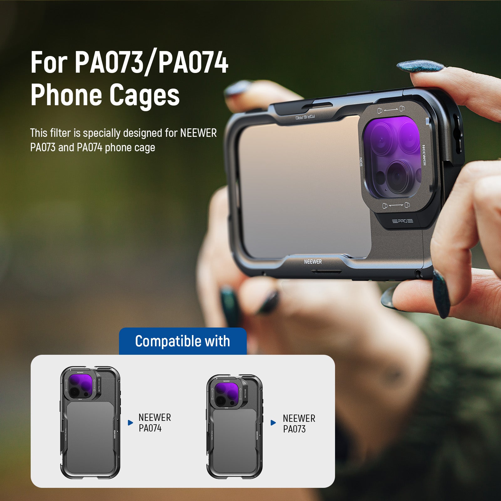 NEEWER ND8 ND16 ND32 ND64 Professional Camera Lens Filter Kit for iPhone PA073 PA074 Cage - Perfect for Vlogging, Photography & Cinematic Video Shooting