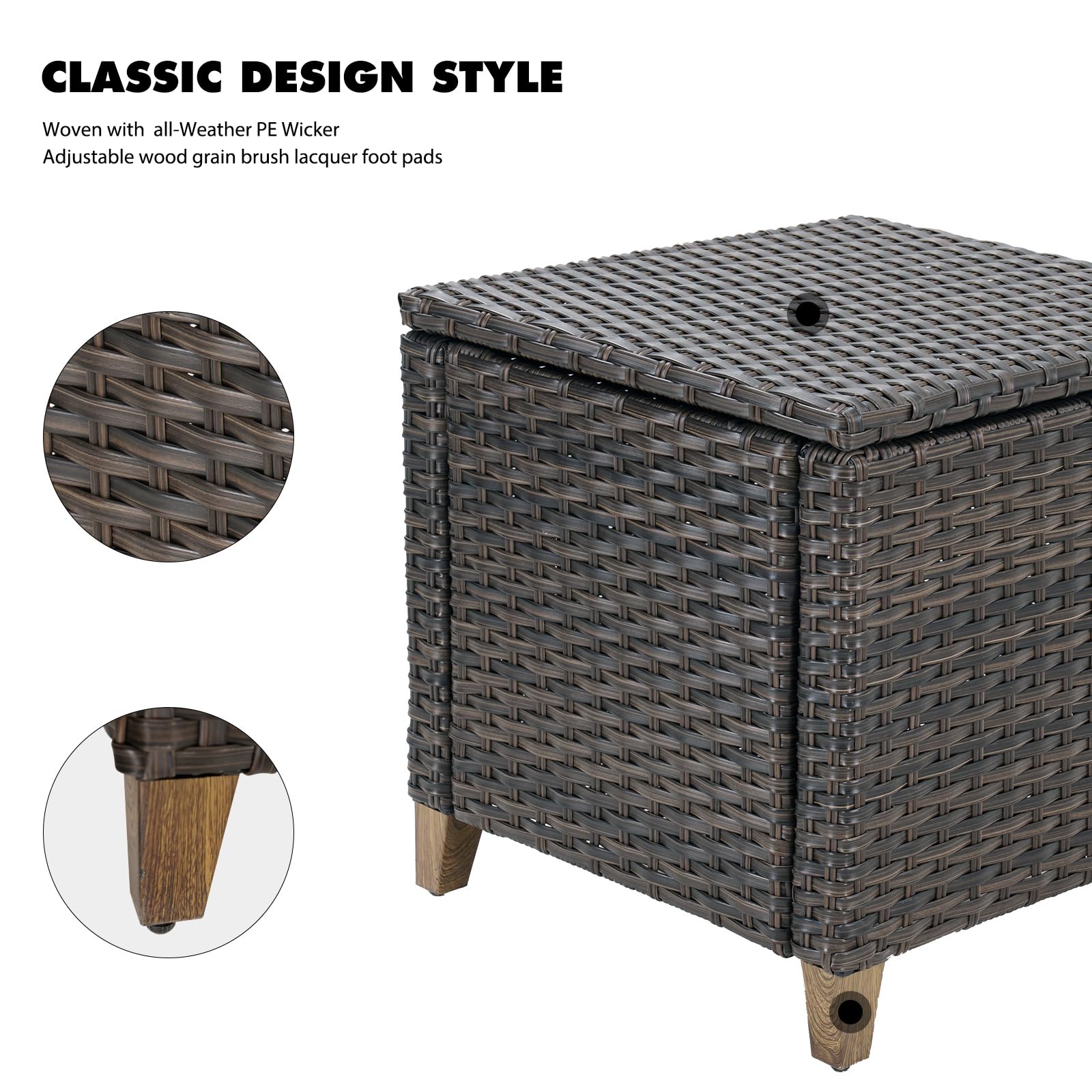 Outdoor Patio Furniture Set - Modular Wicker Sectional Sofa with Thick Cushions & Side Table for Deck, Porch, Poolside, Garden - Perfect for Backyard Relaxation & Outdoor Entertaining