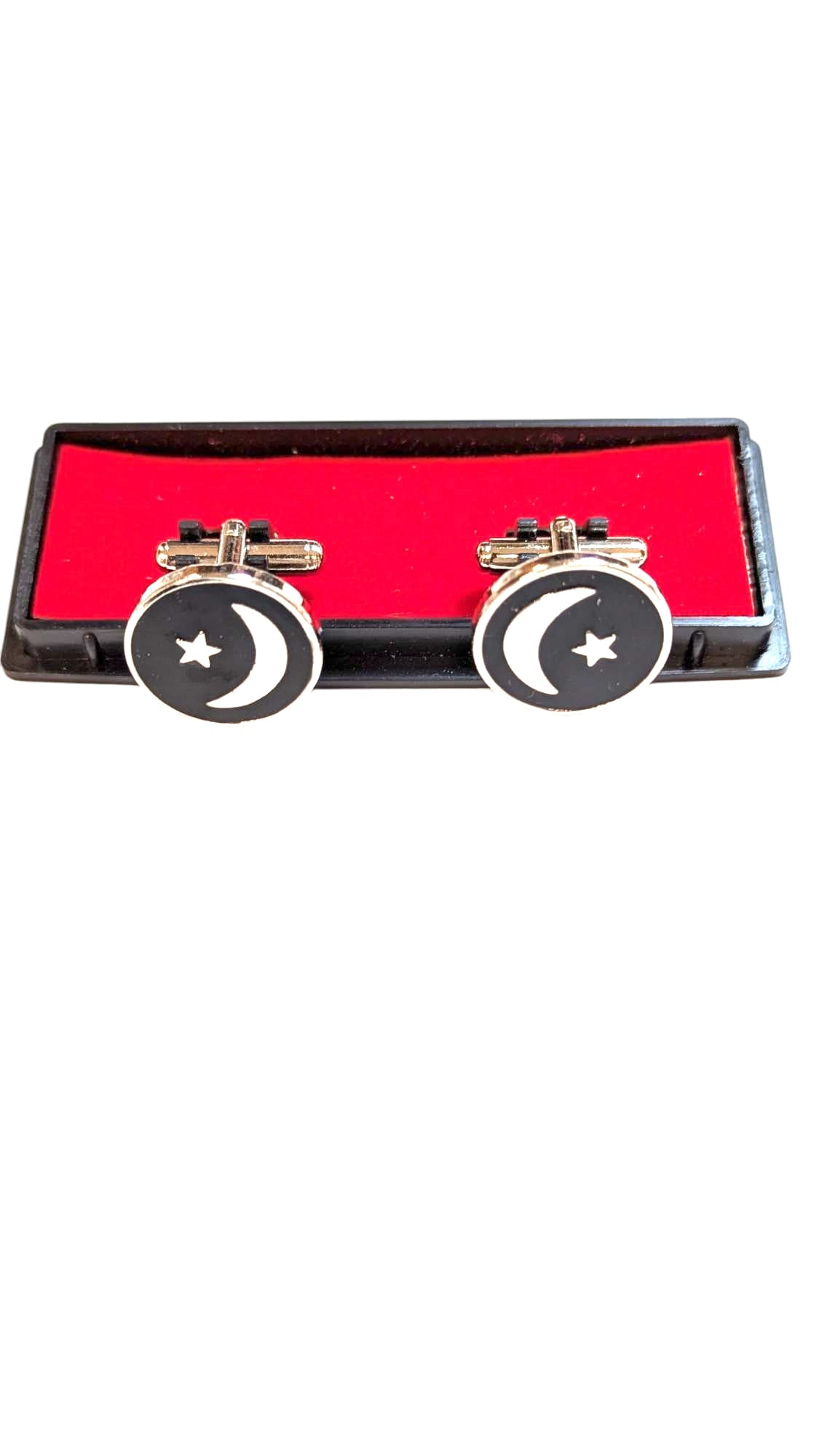 Dupsie's Nyota Moon and Star Black and Silver Cufflinks DPCLMS5 - Elegant Men's Dress Accessories for Weddings, Prom & Formal Events
