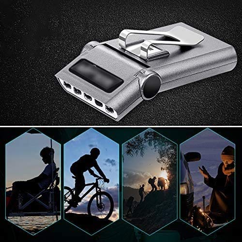 5 LED Rechargeable Motion Sensor Headlamp - Hands-Free Clip Cap Light for Fishing, Hunting, Camping & Reading | Ball Cap Visor Light with Portable Design for Outdoor Activities and Night Work