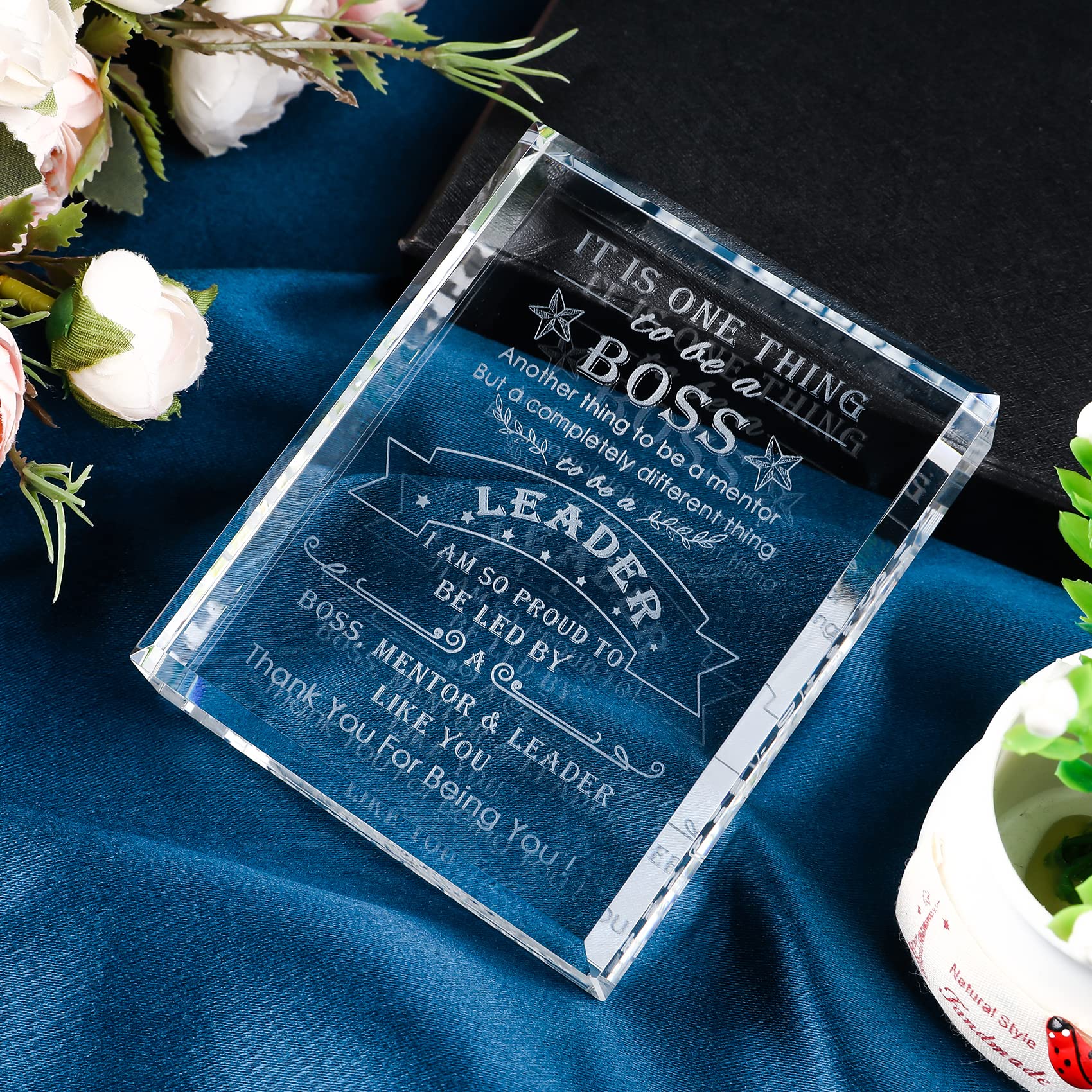 Premium Crystal Boss Gift Set for Men & Women - Elegant Office Keepsake for Mentor, Supervisor & Leader | Perfect for Retirement, Farewell, Christmas, Birthday & Boss Day | Thoughtful Appreciation Gift for Workplace Scenarios