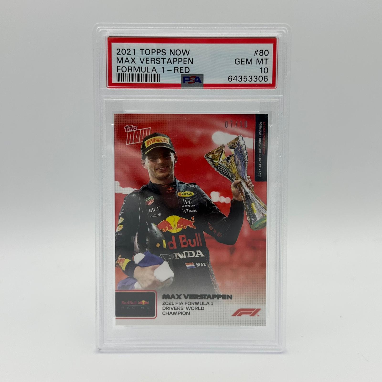 PSA 10 2007-2010 Max Verstappen #80 2021 FIA Formula 1 Drivers' World Champion Red - Rare Collectible Trading Card for F1 Fans & Sports Memorabilia Enthusiasts