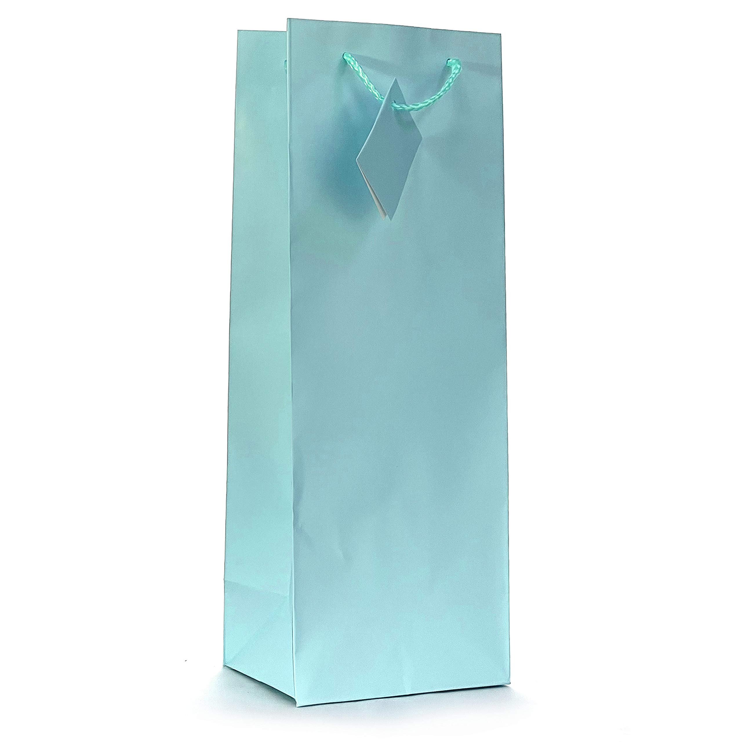 Allgala 12 Pack Light Blue Wine Bottle Gift Bags with Handles - 14x5x4 Inch Party Favor Bags for Birthday, Wedding, Baby Shower, Christmas & Holiday Celebrations - Perfect for Gifting Wine, Champagne or Liquor Bottles at Special Events