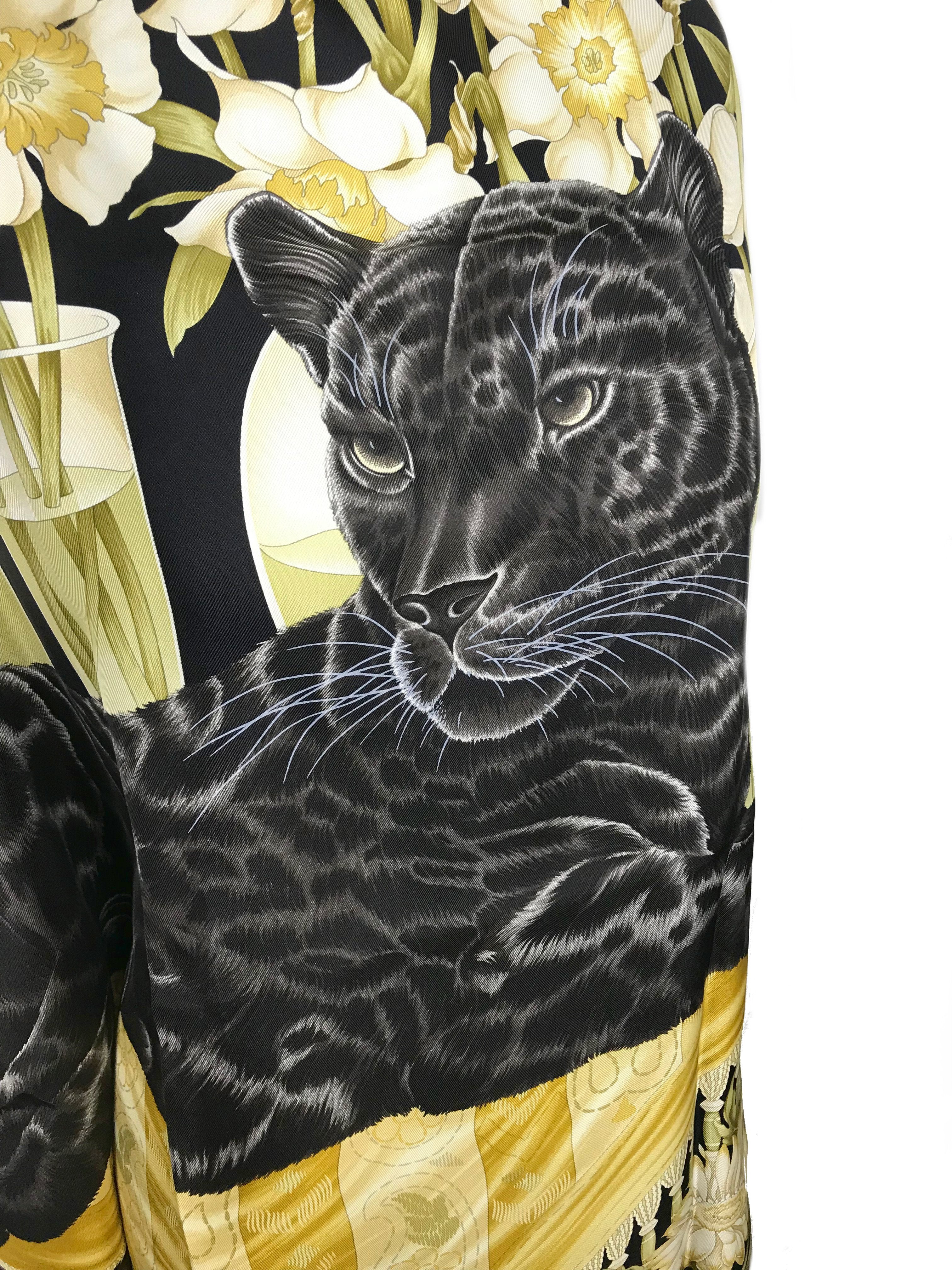 Salvatore Ferragamo Luxury Silk Scarf with Exotic Jaguar Print - Elegant Fashion Accessory for Women, Perfect for Gifts, Parties & Special Occasions