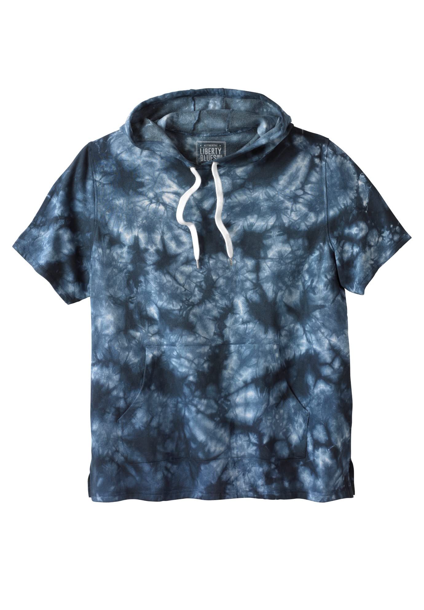 KingSize Men's Big & Tall Short-Sleeve Hoodie - Liberty Blues | Comfortable Cotton Blend Pullover for Casual Wear & Outdoor Activities