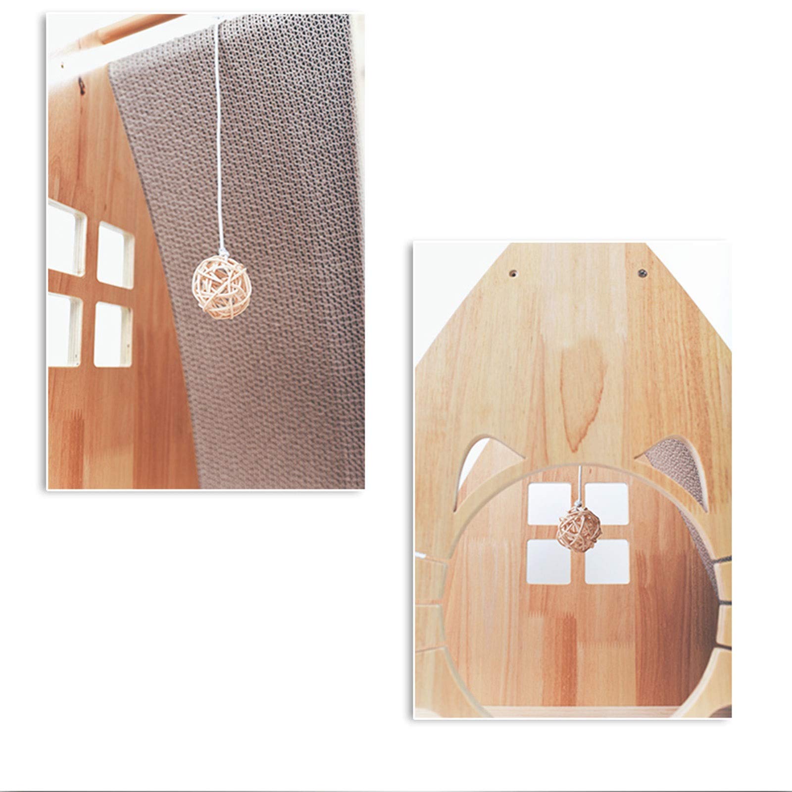 Premium Wooden Cat House & Scratching Pad for Dogs and Cats - Multi-Angle Cardboard Lounge Bed with Incline Scratcher - Perfect for Indoor Play, Relaxation & Nail Care