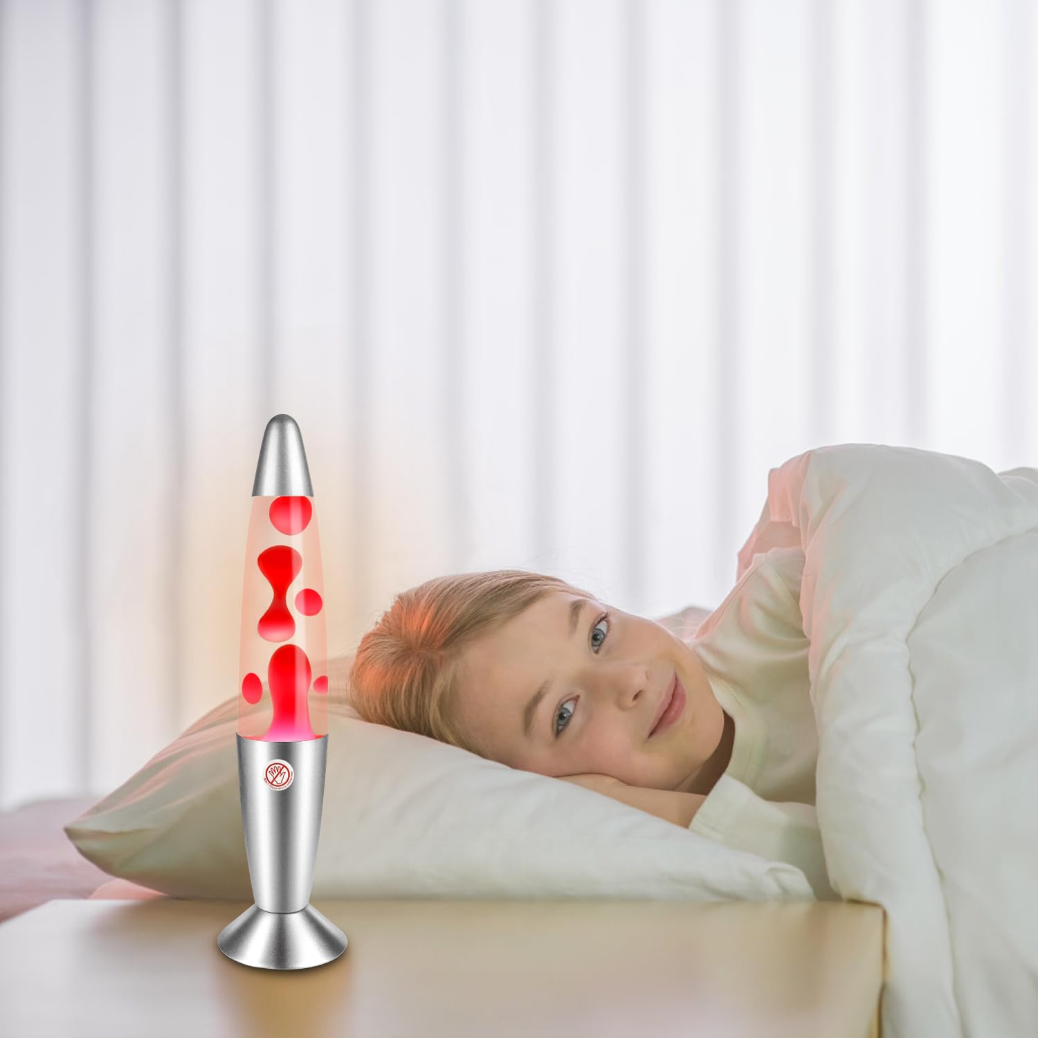 Red Magma Lamp with Pink Liquid Motion - 13.5 Inch Silver Base Night Light for Home Decor | Perfect for Living Room, Bedroom, Halloween, Christmas & Thanksgiving Gifts for Adults and Kids