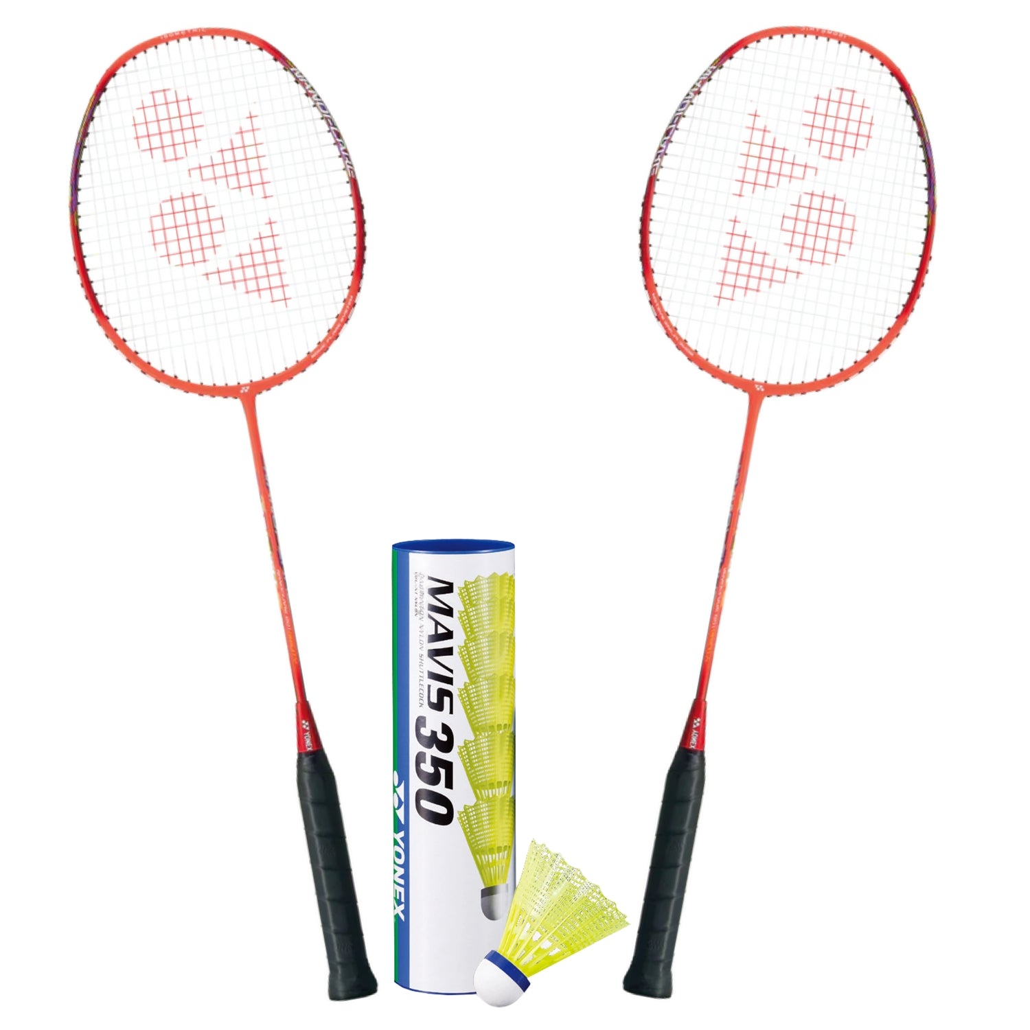Yonex Badminton Combo Set - 2 Nanoflare 001 Rackets & Mavis 350 Shuttlecocks - Premium Badminton Equipment for Indoor/Outdoor Play, Training & Competitive Matches
