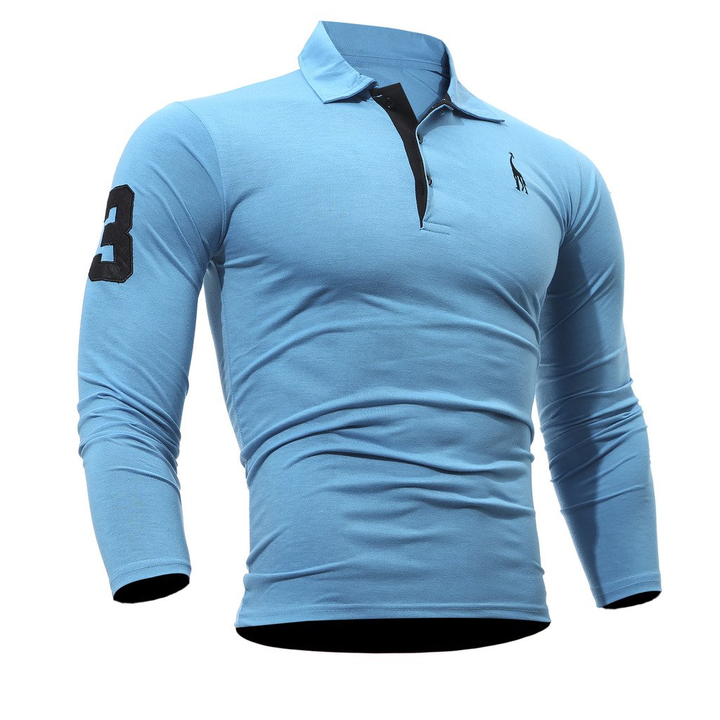 WSLCN Men's Slim Fit Casual Cotton Polo Shirt - Long Sleeve Breathable T-Shirt for Work, Golf & Everyday Wear | Comfortable Office & Outdoor Clothing