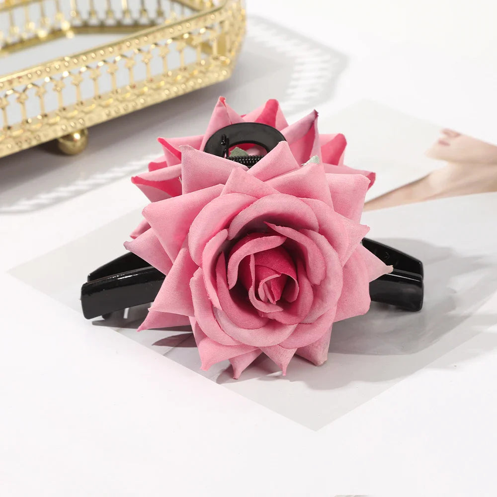 Haimeikang Large Flower Hair Clips for Women - Thick Hair Barrettes, Crab Claw Hairpins, Summer Fashion Hair Accessories for Weddings, Parties, and Everyday Wear