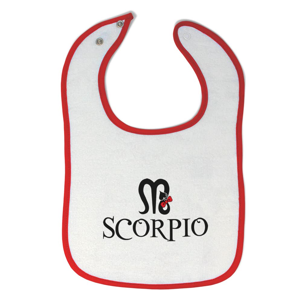 Soft Cotton Baby Bibs & Burp Cloths with Zodiac Scorpio Design - White & Red for Toddler Boys & Girls | Perfect for Feeding Time & Messy Play