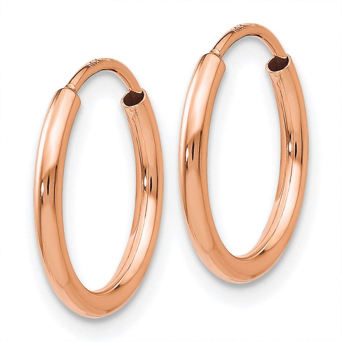1.5mm Endless Hoop Earrings - Real 14k Rose Gold Polished Finish - Dainty Everyday Jewelry for Women, Perfect for Work, Date Night & Gifts