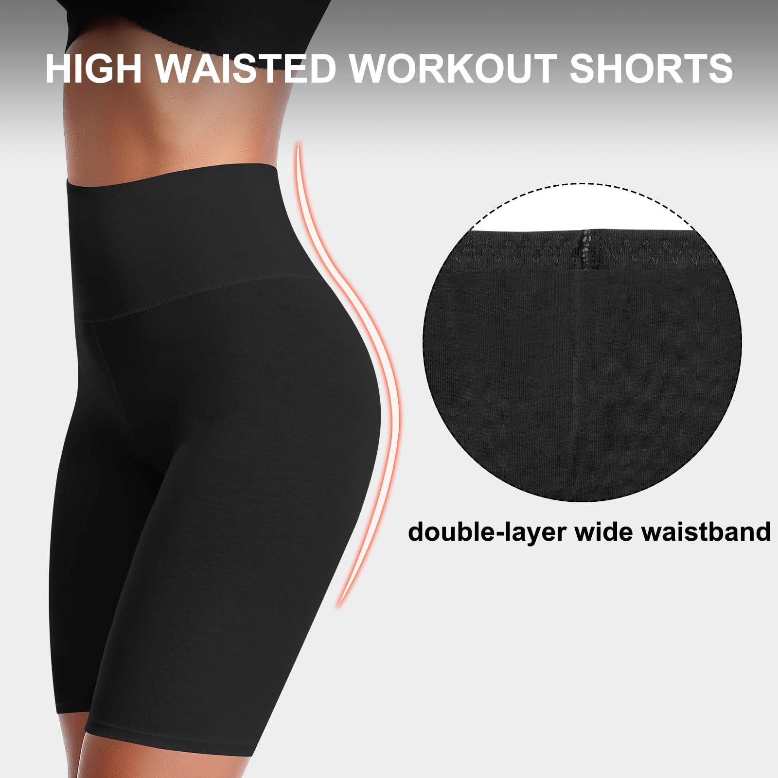 K-CHEONY Women's High Waisted Biker Shorts - Anti Chafing Cotton Underwear, Yoga Workout & Running Shorts for Women - Perfect for Gym, Cycling, Lounge Wear and Everyday Comfort