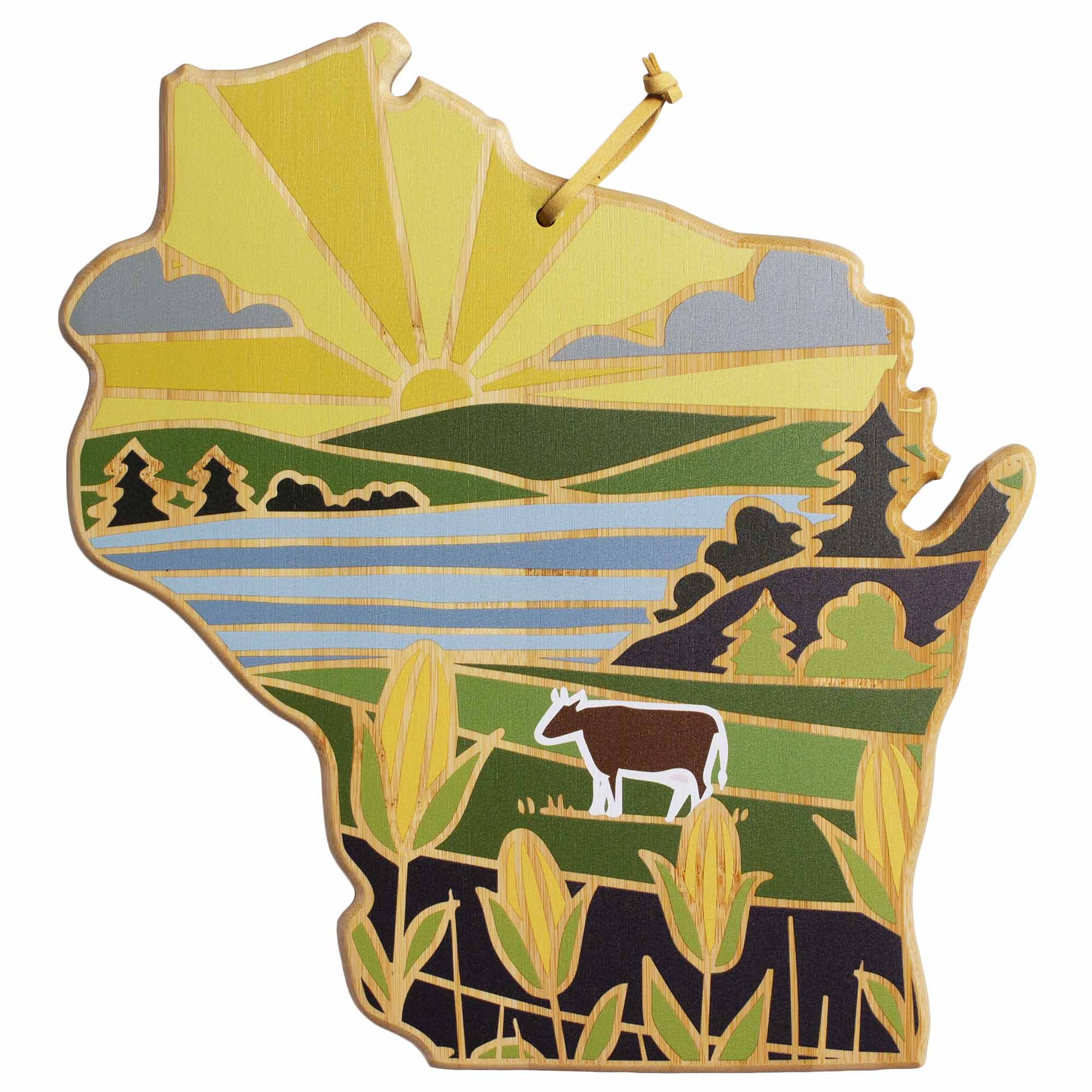 Handcrafted Wisconsin Wood Cutting Board with Summer Stokes Artwork - Durable Kitchen Essential for Chopping, Serving & Home Decor