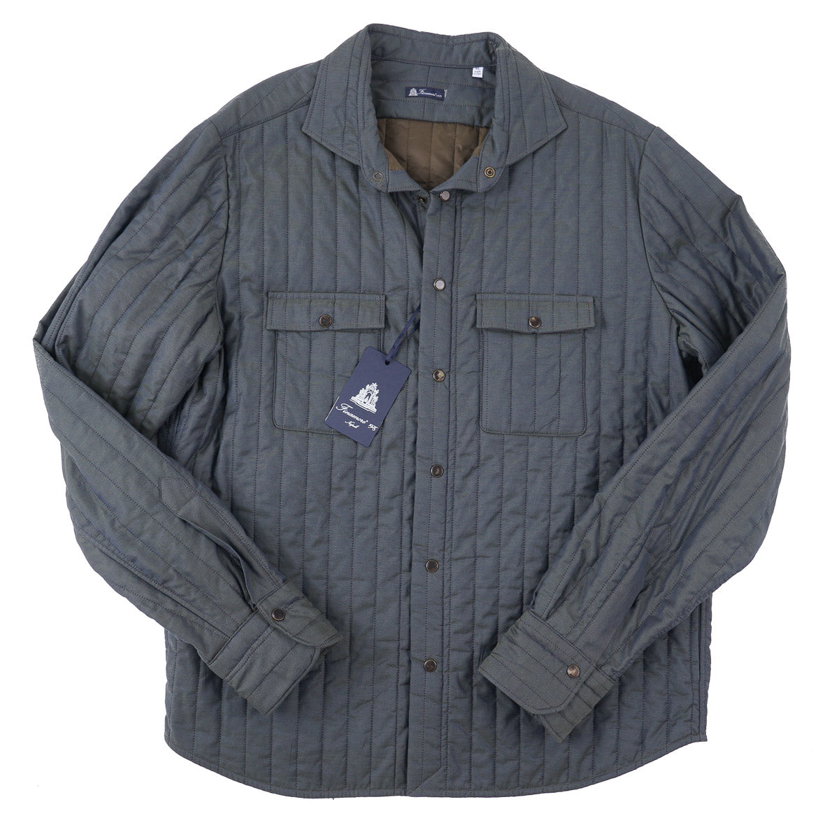 Finamore Quilted Cotton Shirt Jacket for Men - Lightweight Casual Overshirt with Button Front - Perfect for Spring & Fall Layering, Outdoor Activities and Office Wear