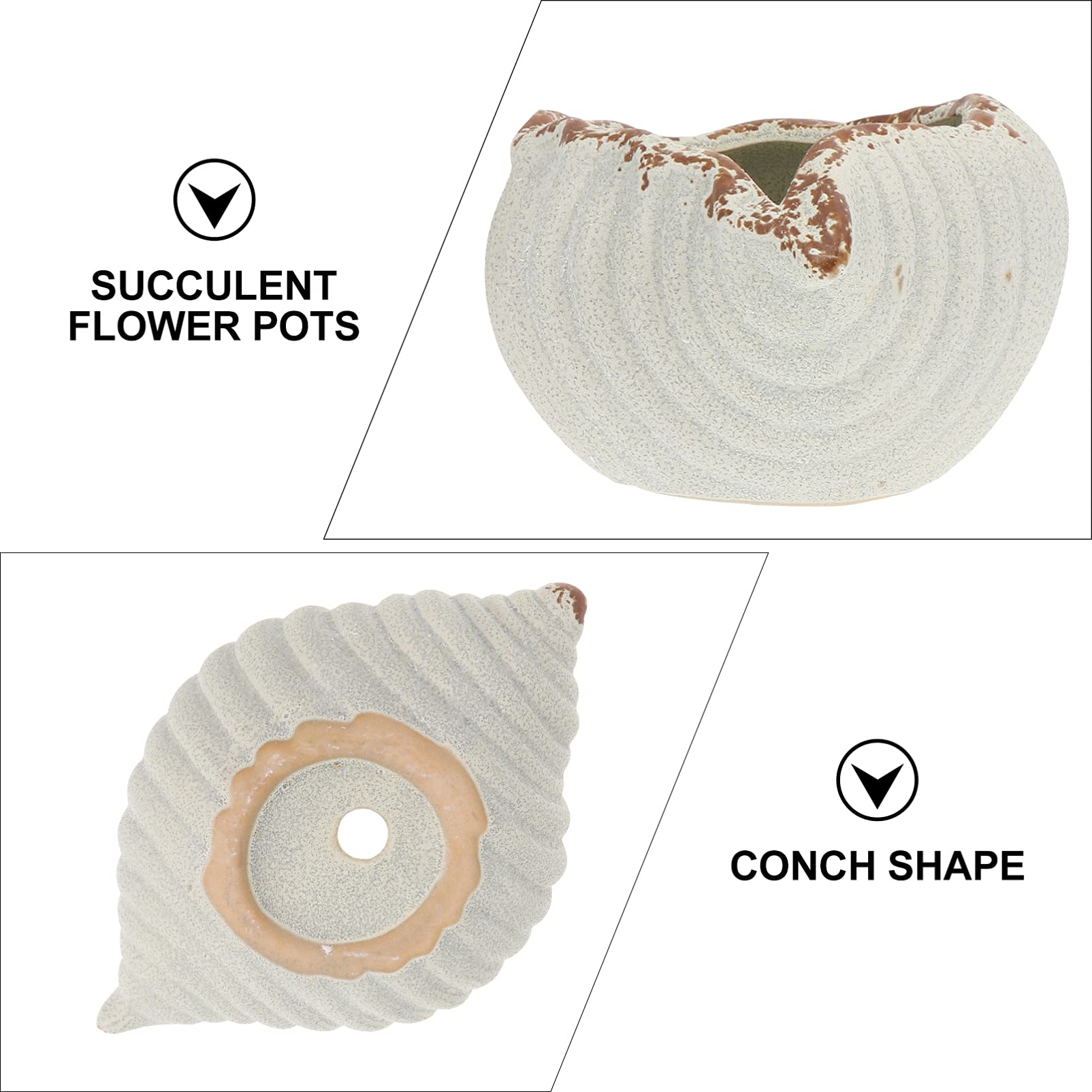 Happyyami 3-Piece Artistic Flower Pots Set - Imitation Conch Design Planter for Indoor Plants, Succulents, Herbs | Perfect for Home Decor, Office Desk, Garden & Balcony