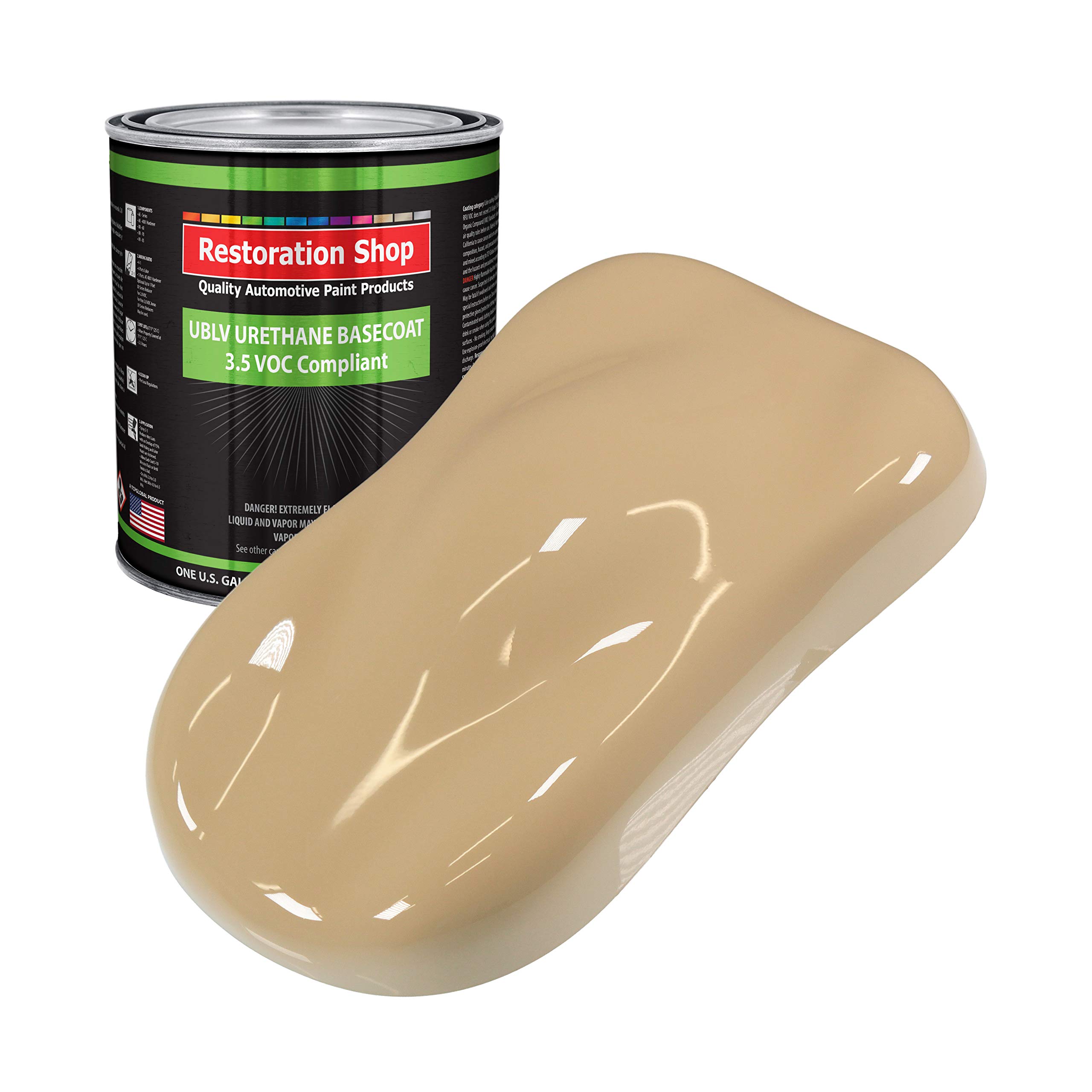 Restoration Shop Shoreline Beige Low VOC Urethane Basecoat Auto Paint - 1 Gallon Professional High Gloss Automotive Refinish Coating for Cars & Trucks - Perfect for DIY Auto Restoration & Professional Body Shop Repairs