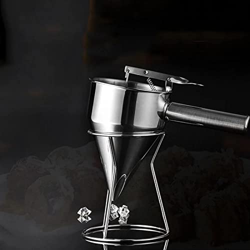 Premium Stainless Steel Piston Funnel with Stand - Multi-Purpose Sauce Cream Dispenser for Octopus Balls, Chocolate, Pastry & Dough | Perfect for Home Baking, Professional Kitchens & DIY Dessert Making