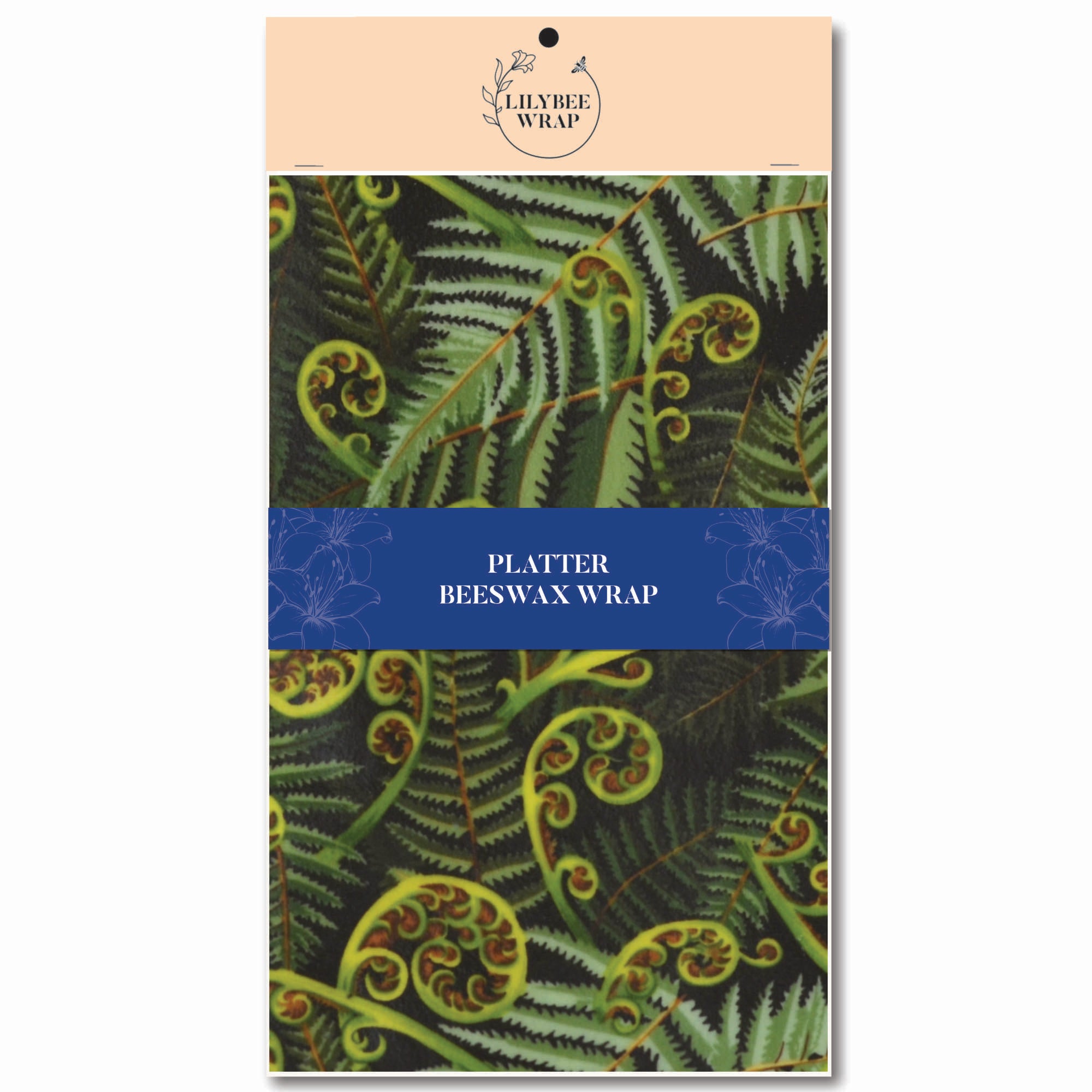 Eco-Friendly Beeswax Food Wraps with Koru Fronds Design - Reusable Sustainable Alternative to Plastic Wrap for Fresh Food Storage | Perfect for Sandwiches, Fruits & Cheese Preservation