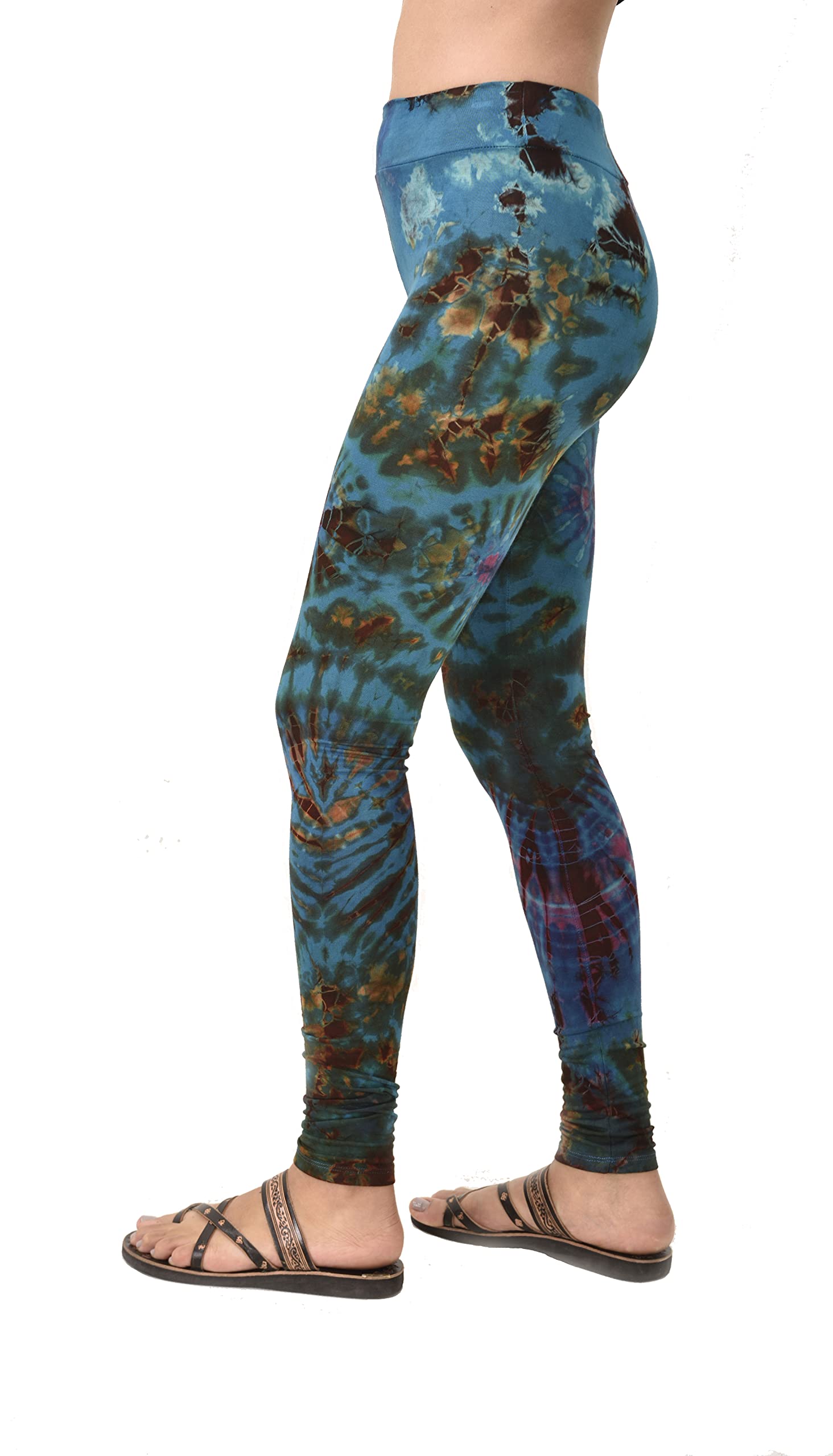Tie Dye Yoga Pants for Women - Bohemian Hippie Leggings, Festival & Workout Tights, Reverse Tie Dye Design - Perfect for Yoga, Music Festivals & Boho Fashion