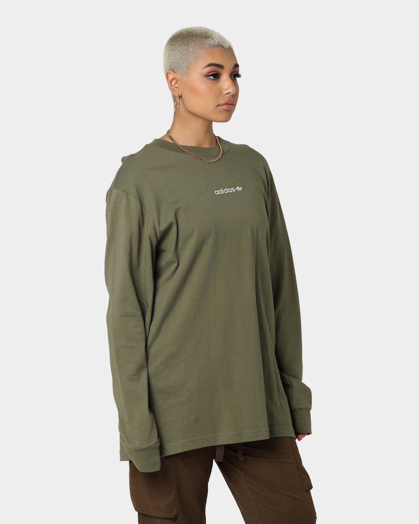 Adidas Long Sleeve Graphic T-Shirt for Men - Craft Khaki Color - Casual Streetwear & Athletic Style - Perfect for Gym, Running and Everyday Wear